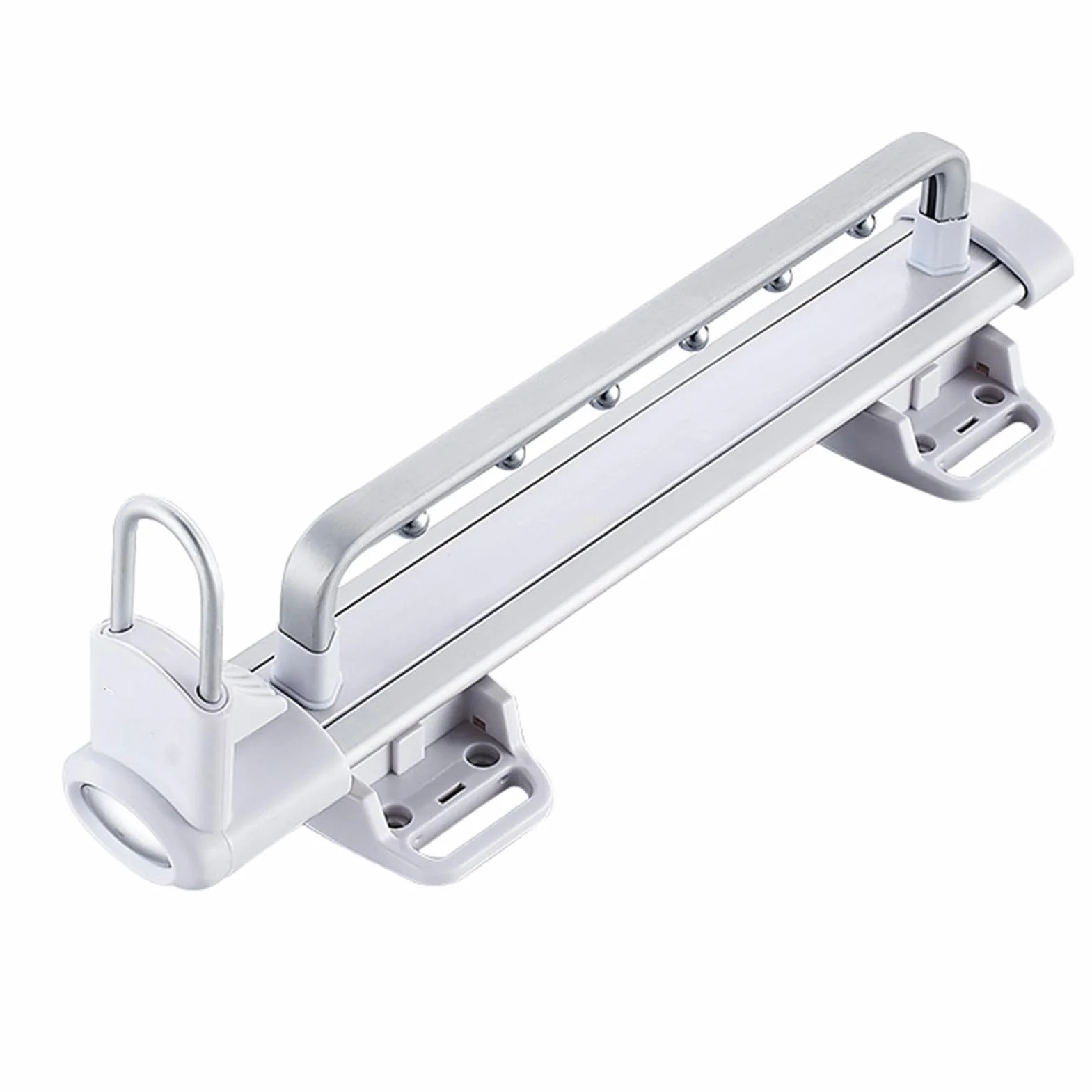 Wieszak Na Ubrania Wysuwany Do Szafki, Drążek Do Zawieszania Typu Push-Pull, Tłumik Drgań Z Kulką, Stop Aluminium, Łożysko 25 Kg, Biały, 35,6 Cm