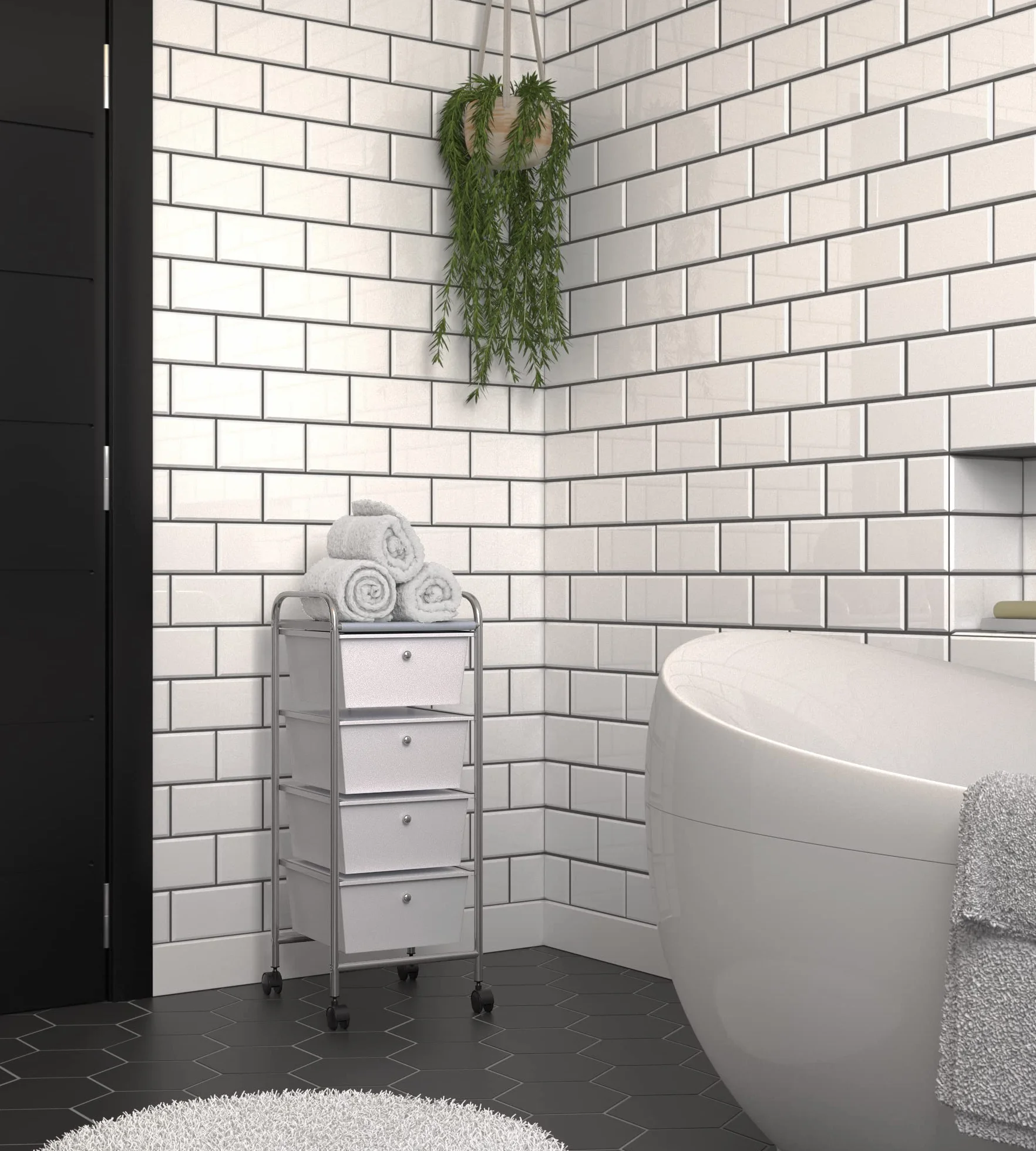 WENKO Wózek Messina z 4 szufladami łazienkowy stal 33 x 80,5 x 39 cm biały