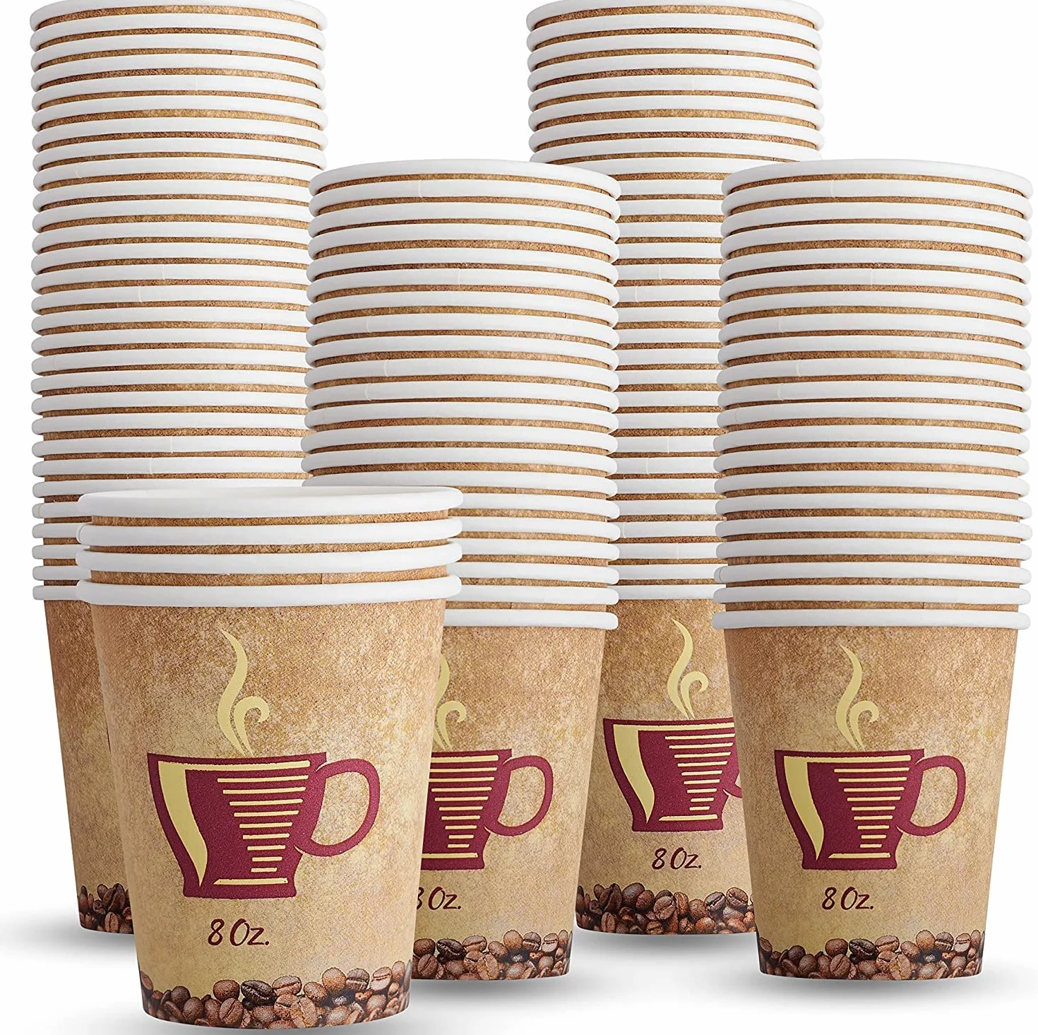 Kubki papierowe do kawy – 50-pak 236 ml Kubki papierowe – Mocne jednorazowe kubki papierowe do kawy i herbaty – Jednorazowe kubki do espresso na gorącą czekoladę, cappuccino, herbatę
