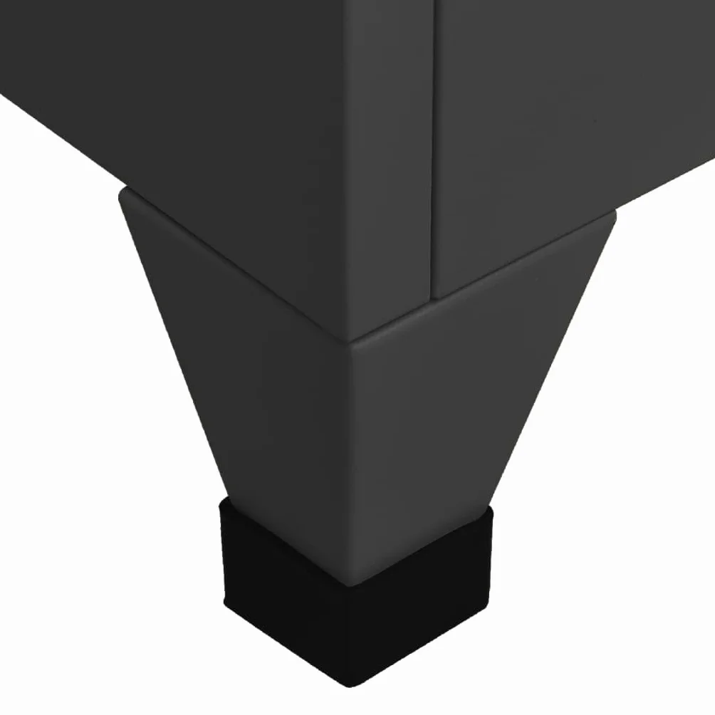 Wytrzymała szafka ze stali antracytowej (38 x 45 x 180 cm) – zamykana z drążkiem na ubrania i półkami, wentylowana, idealna do biura, szkoły i garażu, bezpieczne rozwiązanie do przechowywania