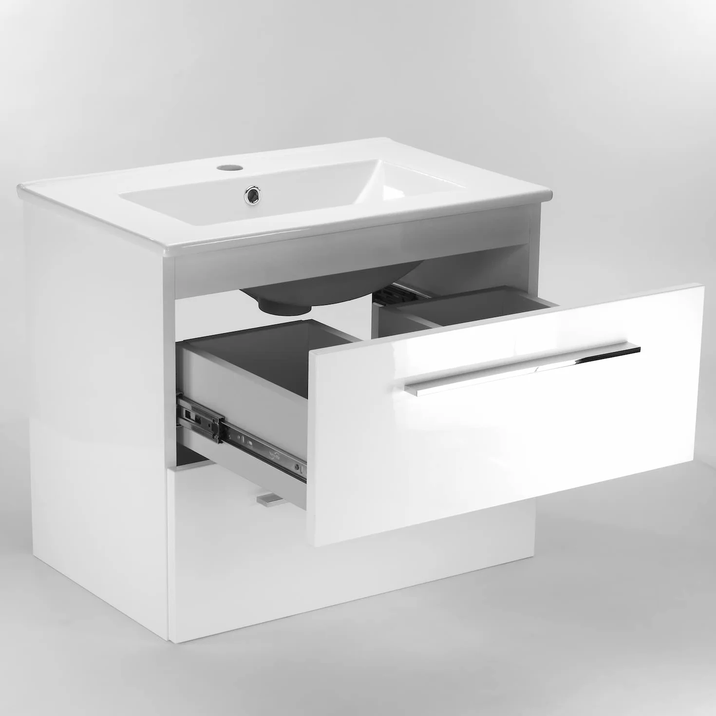 Szafka pod umywalkę 50 cm 60 cm 80 cm Sycylia umywalka z szafką pod umywalkę 2 szuflady ceramiczna umywalka nowoczesny mebel łazienkowy (biały, 50 cm)