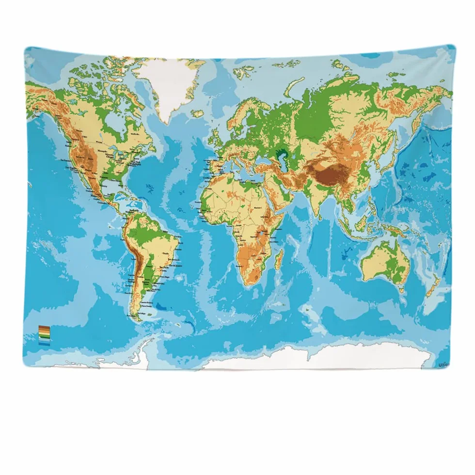 Ulticool - Mapa świata Dekoracja ścienna - Dywan ścienny - 200x150 cm - Duży gobelin - Dekoracja plakatowa - Dekoracja - Sukienka - Tkanina - Malarstwo - Malarstwo