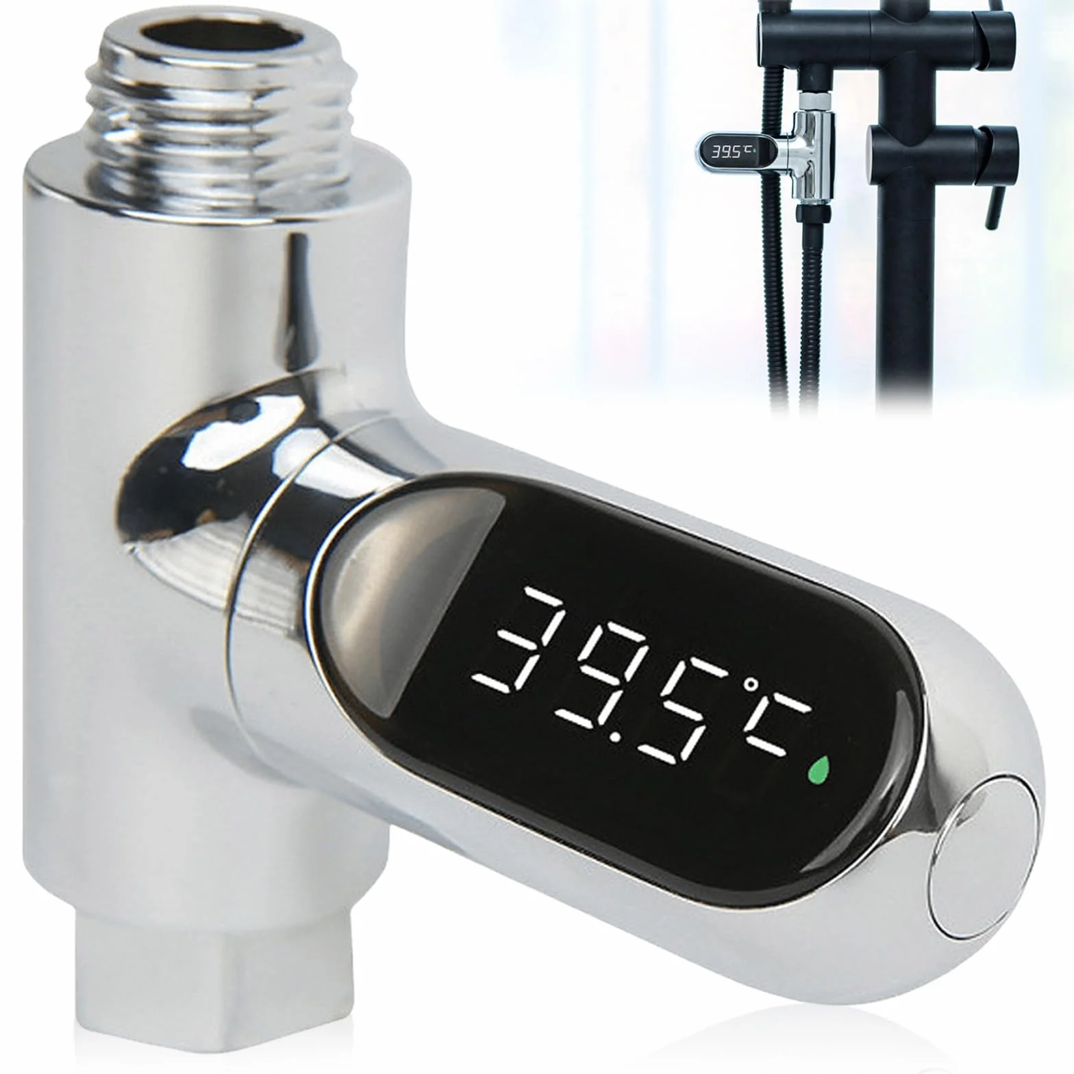 BAIFULAI Cyfrowy Termometr Kąpielowy LED, Termometr Do Wanny 0-100 ℃, Przepływ Wody W Czasie Rzeczywistym, Obracany O 360° Ekran, Termometr Do Wody Dla Niemowląt, Termometr Prysznicowy