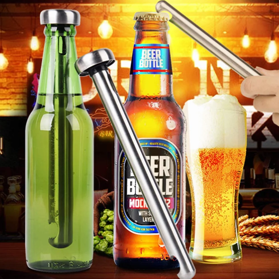 Chłodziarka do piwa ze stali nierdzewnej Stick Drink Bottle Rod Instant Portable Cooling Sticks Merrday ze stali nierdzewnej kubek do warzenia piwa brzeczka Chiller do domu, basenu, plaży i grilla
