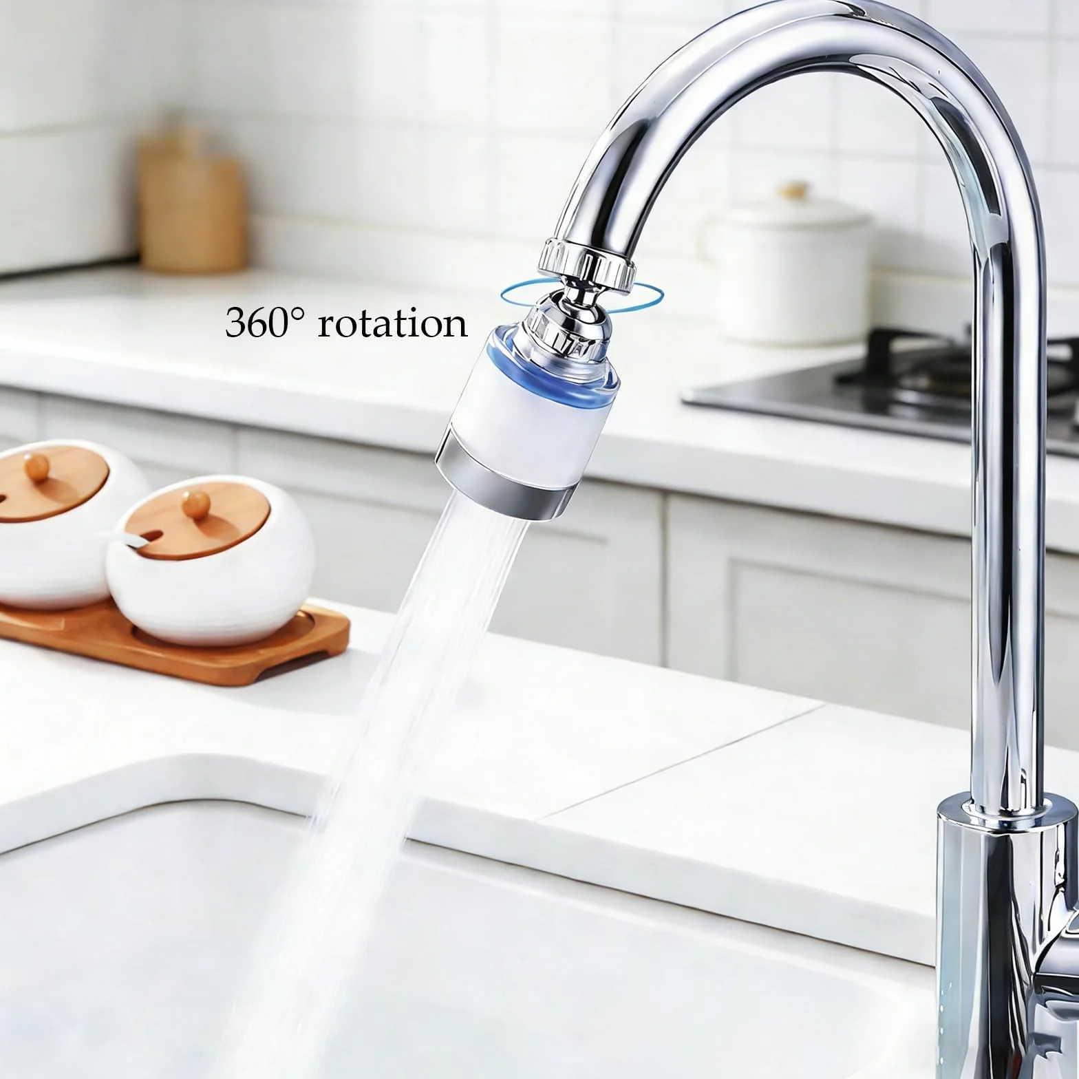 Filtr do wody, kran, 2 sztuki, filtr 360°, z 10 wymiennymi filtrami i uniwersalnym adapterem, kran do odkamieniacza, nasadka do kuchni, łazienki, zlewu