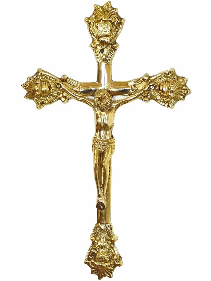 zeitzone Krzyż ścienny z mosiądzu do zawieszenia krzyż Jezus Chrystus krucyfiks 32 cm
