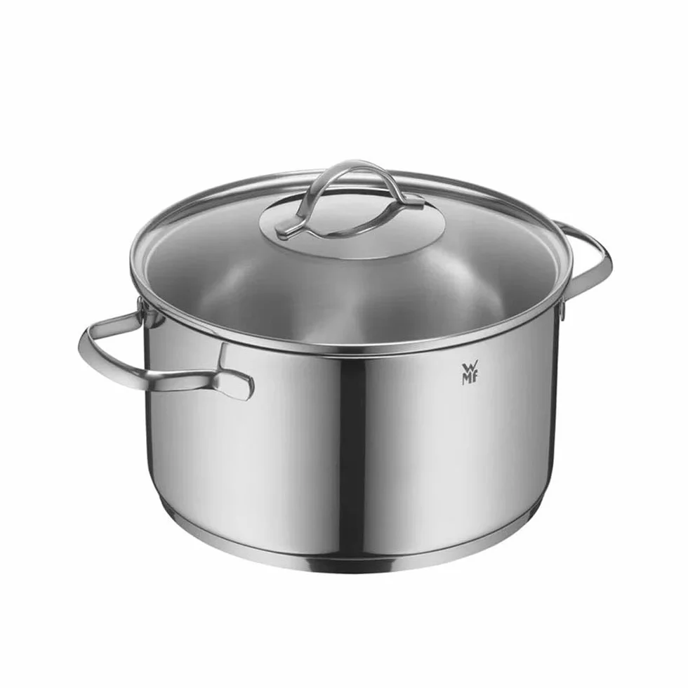 WMF Provence Plus 5-częściowy zestaw garnków indukcyjnych, bez powłoki, ze szklaną pokrywką, nadaje się do wszystkich rodzajów kuchenek, bez skalowania, polerowana stal nierdzewna Cromargan