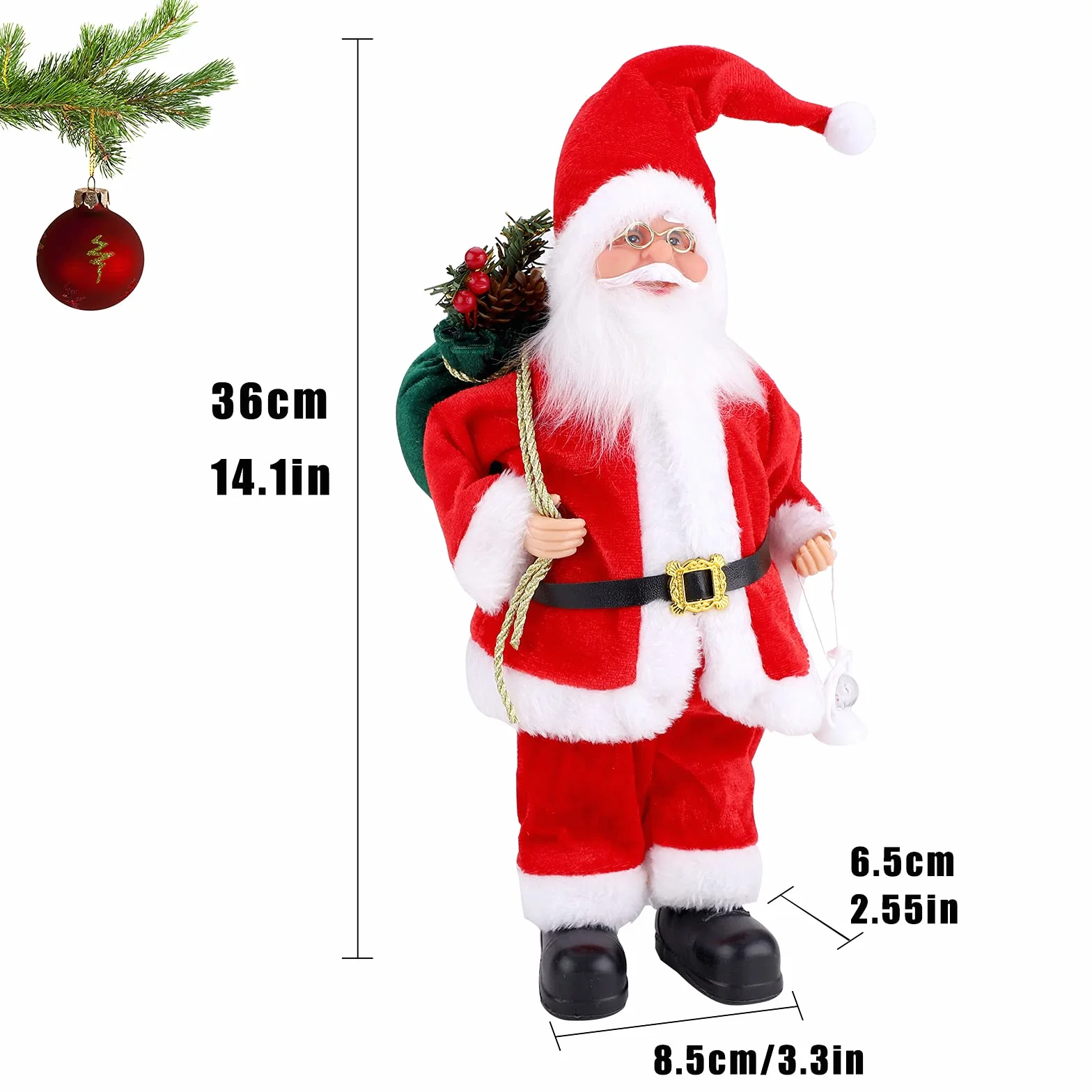 32 cm realistyczna figurka Świętego Mikołaja stojąca tradycyjna czerwona figurka Świętego Mikołaja dekoracja świąteczna ozdoba lalka na okno stół wystawa domowa dekoracja na przyjęcie świąteczne