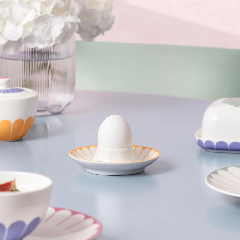 Villeroy & Boch – Fleur kieliszek na jajko, wymiary: ok. 11,5 × 11,5 × 3 cm, wielokolorowy, można myć w zmywarce i używać w kuchence mikrofalowej, kwiatowy wzór, porcelana Premium