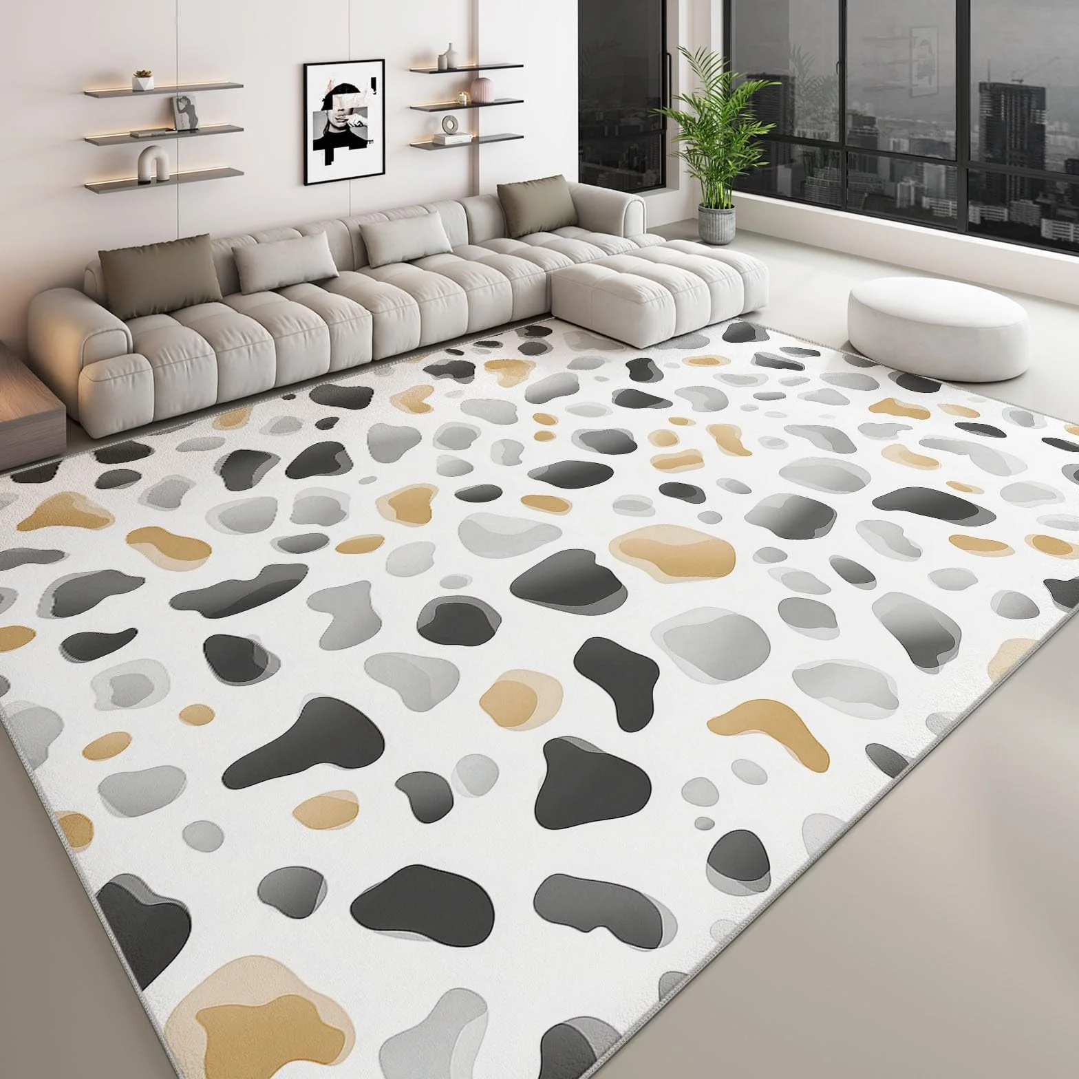 Dywan do salonu 120 x 170 cm sztuka abstrakcyjna, nowoczesny dywan z nadrukiem zwierząt w panterkę kolorowe klocki miękkie i lekkie paski do jadalni sypialnia przedpokój biuro - antypoślizgowy dywan