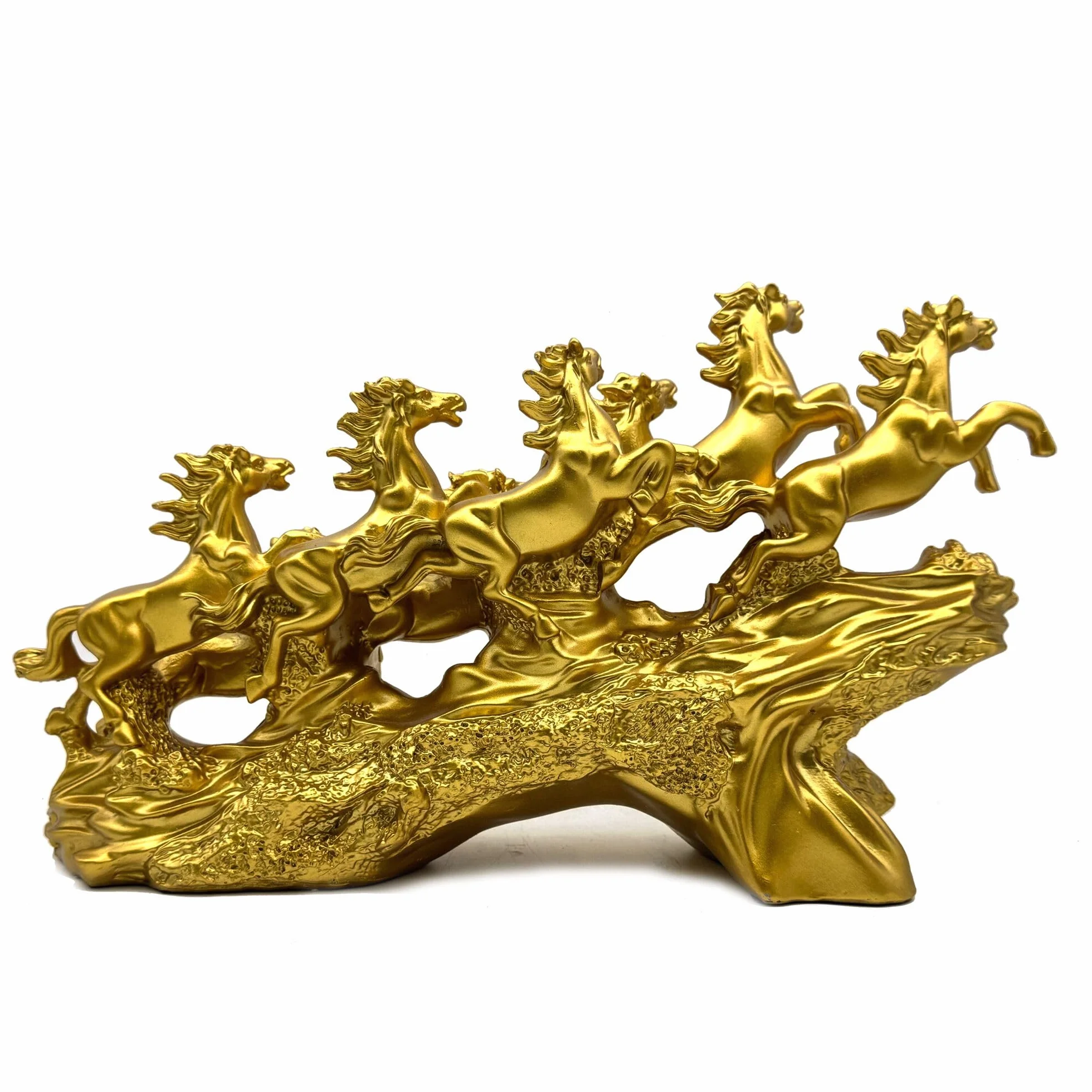 Chińska figurka koni Feng Shui - żywiczne figurki konia biegającego do domu dekoracja biura dekoracja stołu ozdoby dla bogactwa i sukcesu dobre prezenty na szczęście złoto