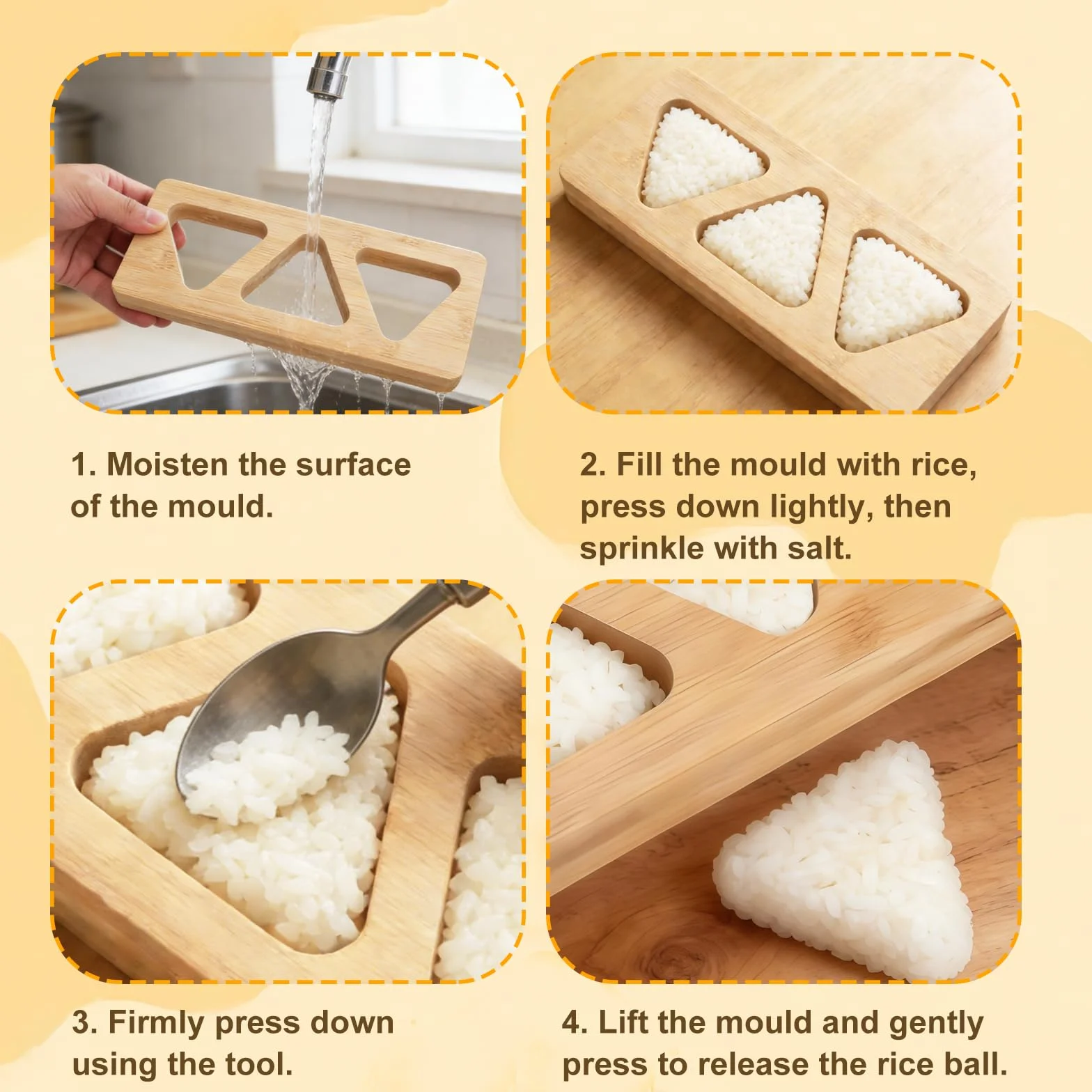 Onigiri foremka z bambusa, wyciskarka do sushi, mała i duża, mini maszyna do robienia Onigiri do bento, japońskiej przekąski trójkąta Omusubi