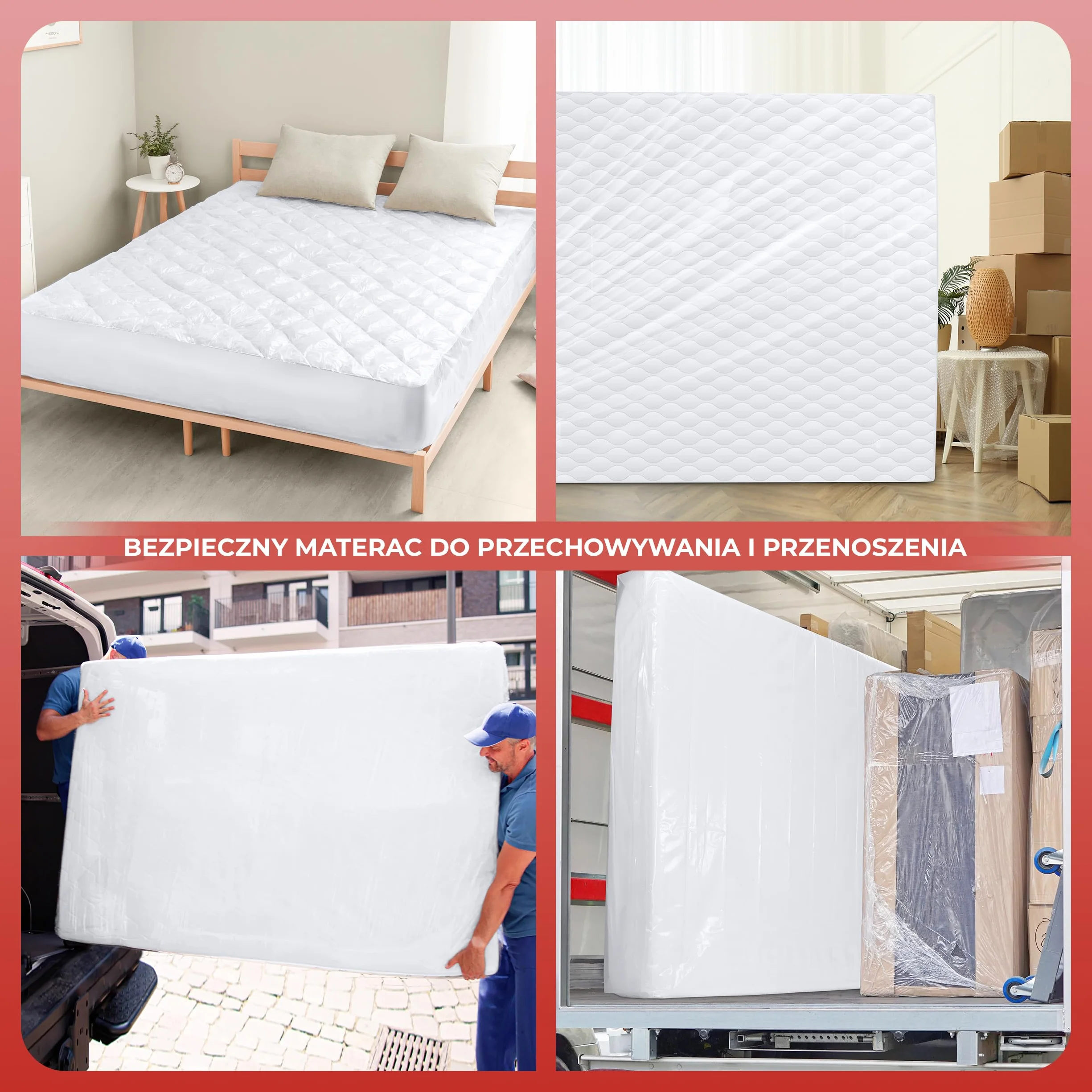 Utopia Home Pokrowiec Na Materac Do Przeprowadzki - 150 x 200 x 30 cm, Trwałe i Wodoodporne Plastikowe Pokrowiec Na Materac Do Przechowywania, Pyłoszczelny Torba Do Materac Przechowywania