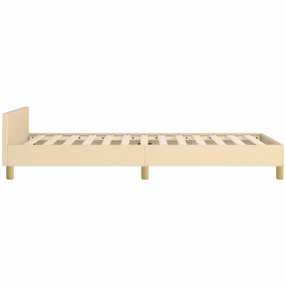 Tkanina z regulowanym zagłówkiem do sypialni klasyczny 80x200 cm Kremowy | Rama łóżka bez materaca Kremowa 80x200 cm Tkanina z regulowanym zagłówkiem oddychająca i trwała