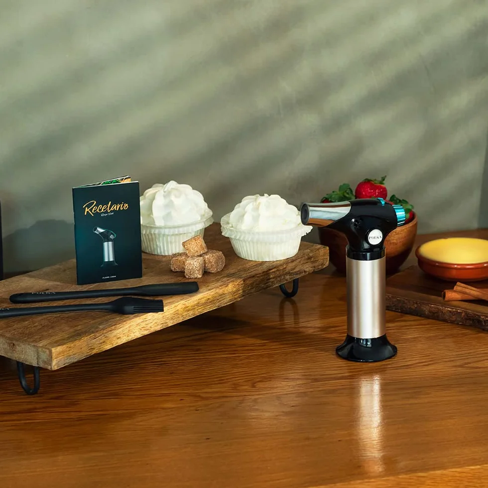 Cecotec Palnik kuchenny Polka Flame-Cook 1000 Steel. Osiąga 1300 ° C, regulator regulacji płomienia, blokada bezpieczeństwa, szczotka, łopatka i przepisy kulinarne włączone
