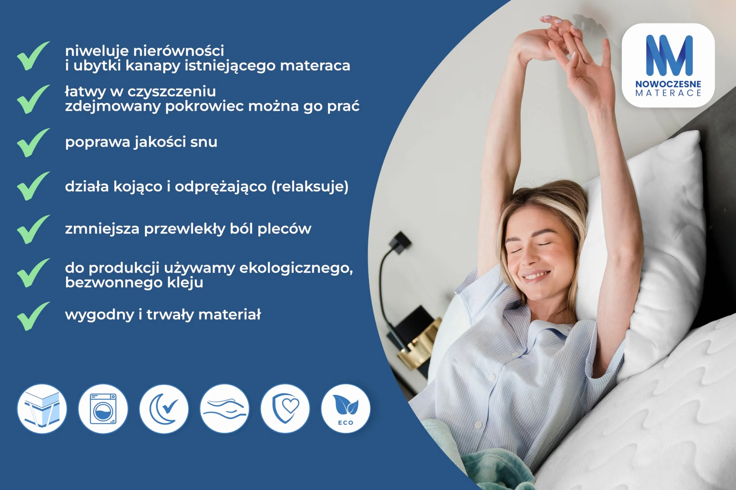 Materac nawierzchniowy VISCO 8 cm 90x200 Besttoper nakładka na wersalkę