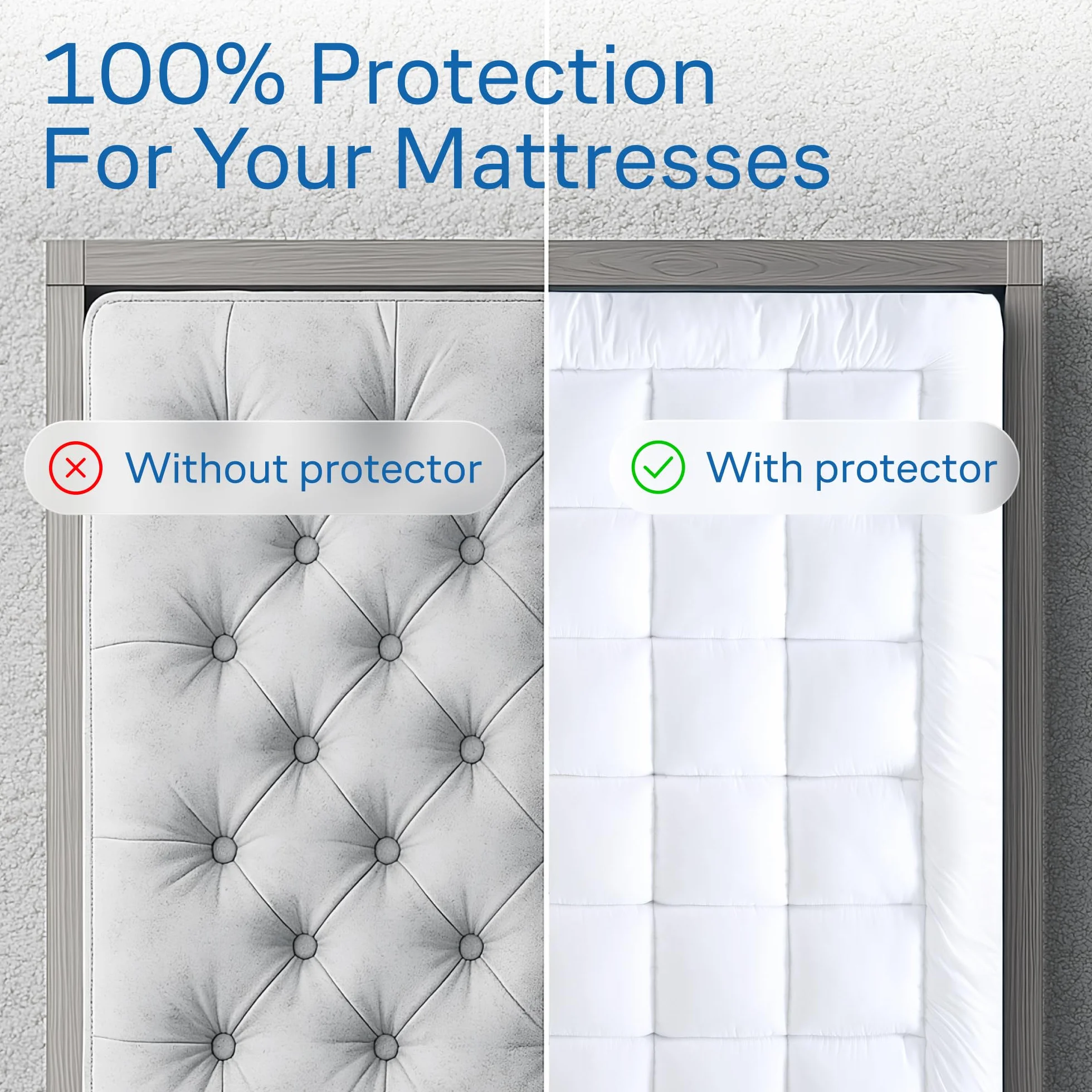 Topper z mikrofibry Mattress 120x190 cm 600 GSM Skirt 7D/3D 50/50