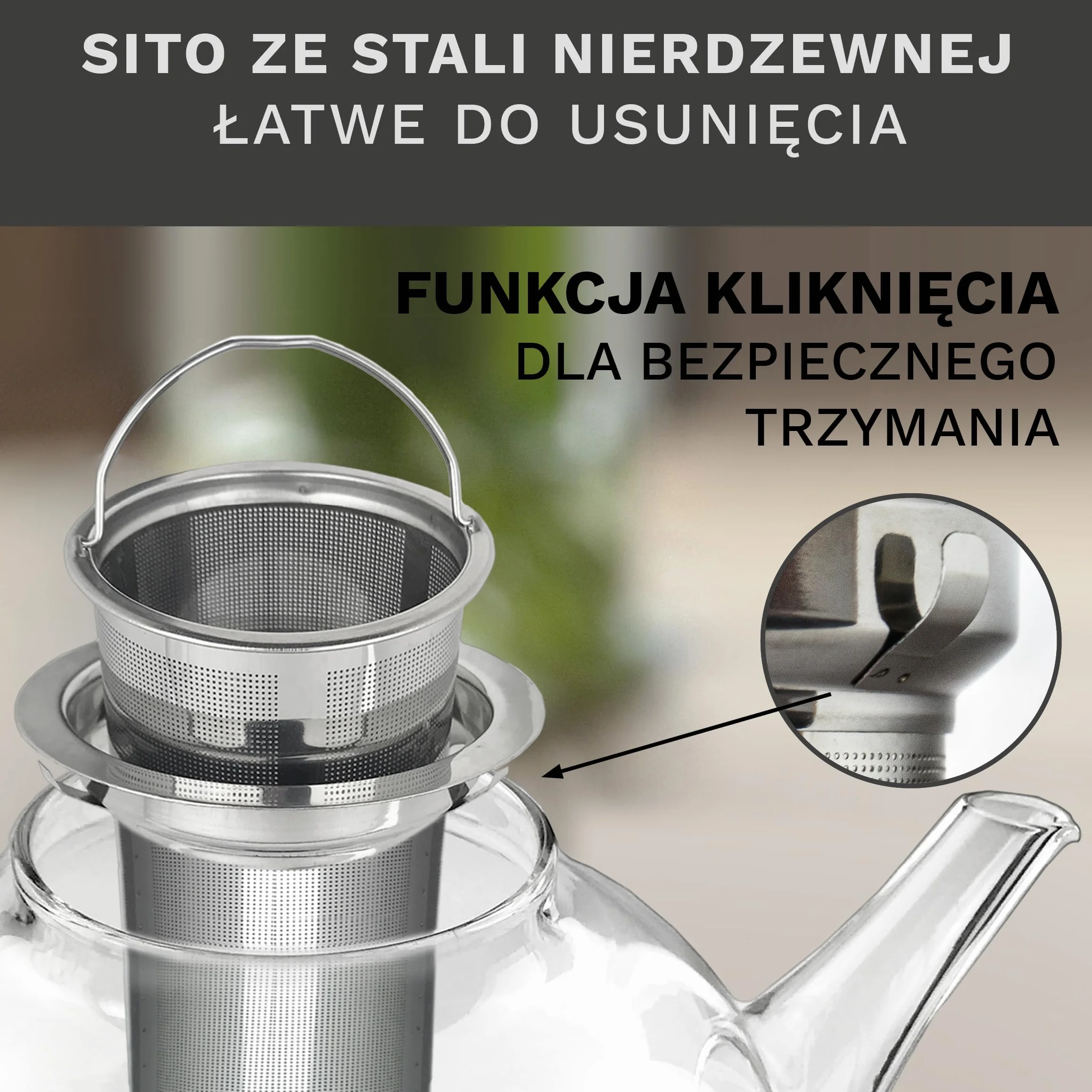 Creano Szklany dzbanek do herbaty o pojemności 1,2 l, 3-częściowy zaparzacz do herbaty z wbudowanym sitkiem ze stali nierdzewnej i szklaną pokrywką, idealny do przygotowywania luźnych herbat, bez kapania