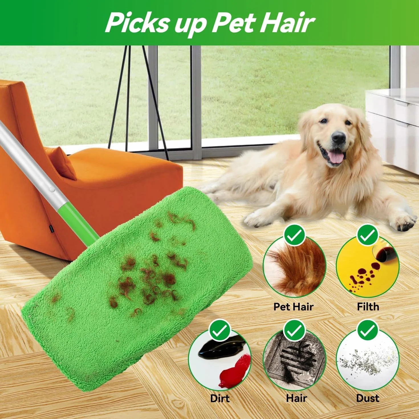 Podkładki do mopa z mikrofibry wielokrotnego użytku, nadające się do prania, kompatybilne z wkładami Swiffer Sweeper, suche ściereczki do zamiatania, zamiennik głowicy mopa, do czyszczenia w