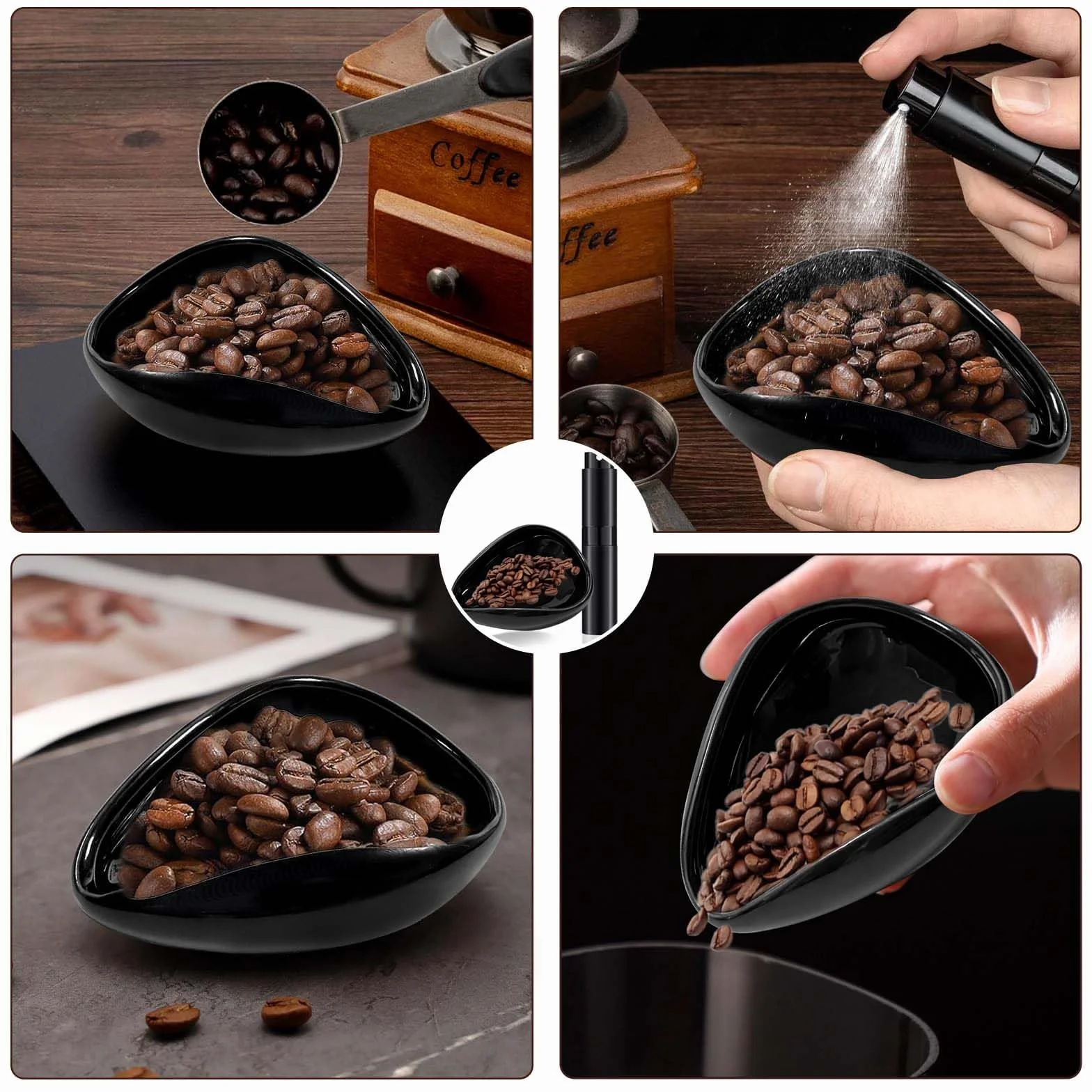 Kubek z miarką do ziaren kawy pojemnik na ziarna kawy z rozpylaczem, ceramiczne tacki z miarką, idealne akcesoria do kawy, narzędzia barista, do kawy lub herbaty, prezenty