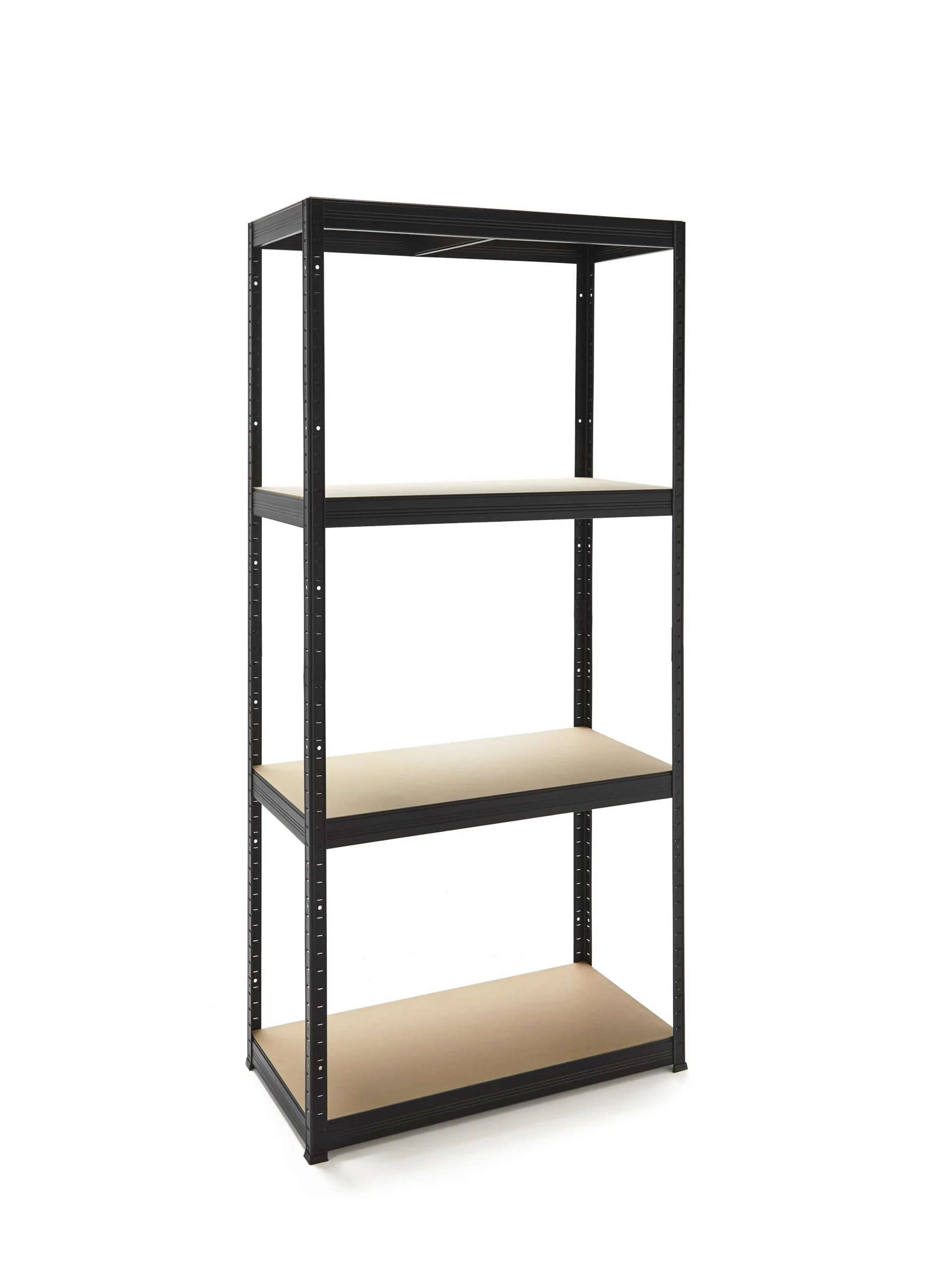 KG KITGARDEN Metalowy regał do przechowywania stali w kolorze czarnym i 4 półki MDF, 150x60x30cm