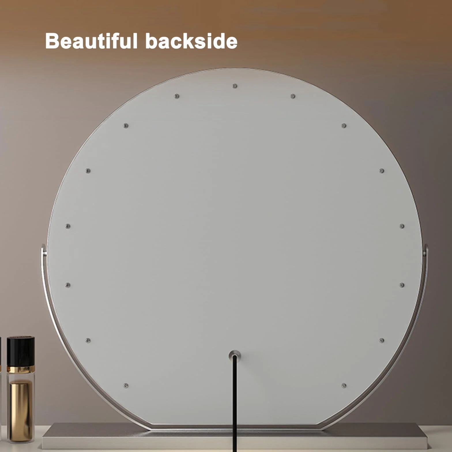 Led Vanity Mirror, Podświetlane Lustro, Blat Stołu Do Makijażu, Okrągłe 360 ° Obrót Lusterko Do Makijażu Ekran Dotykowy Lusterko Kosmetyczne Ze ściemnianiem (φ600mm, Biały)(Size:60cm,Color:Złoty)