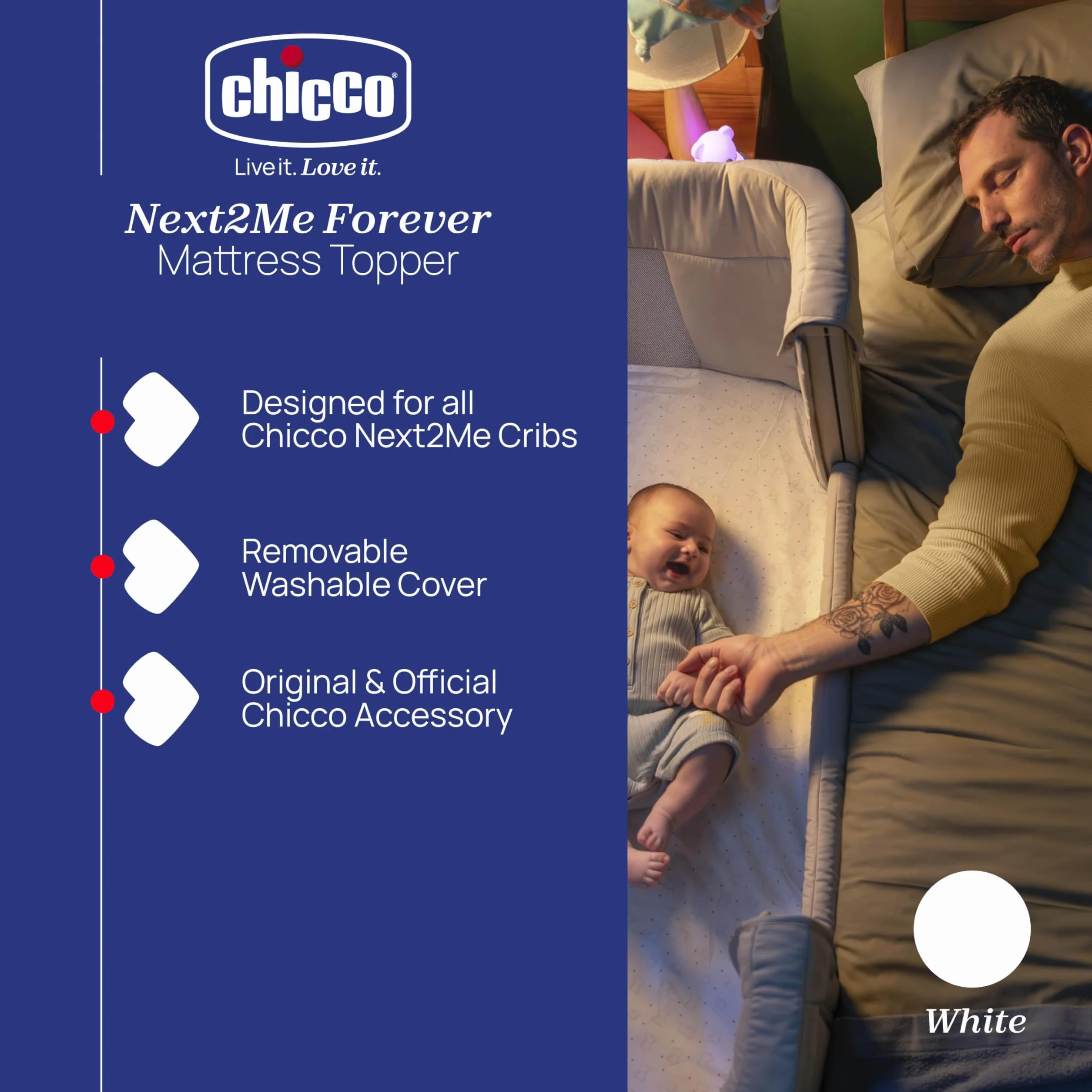 Chicco Next2Me Forever Higieniczny pokrowiec na materac frotte, biały