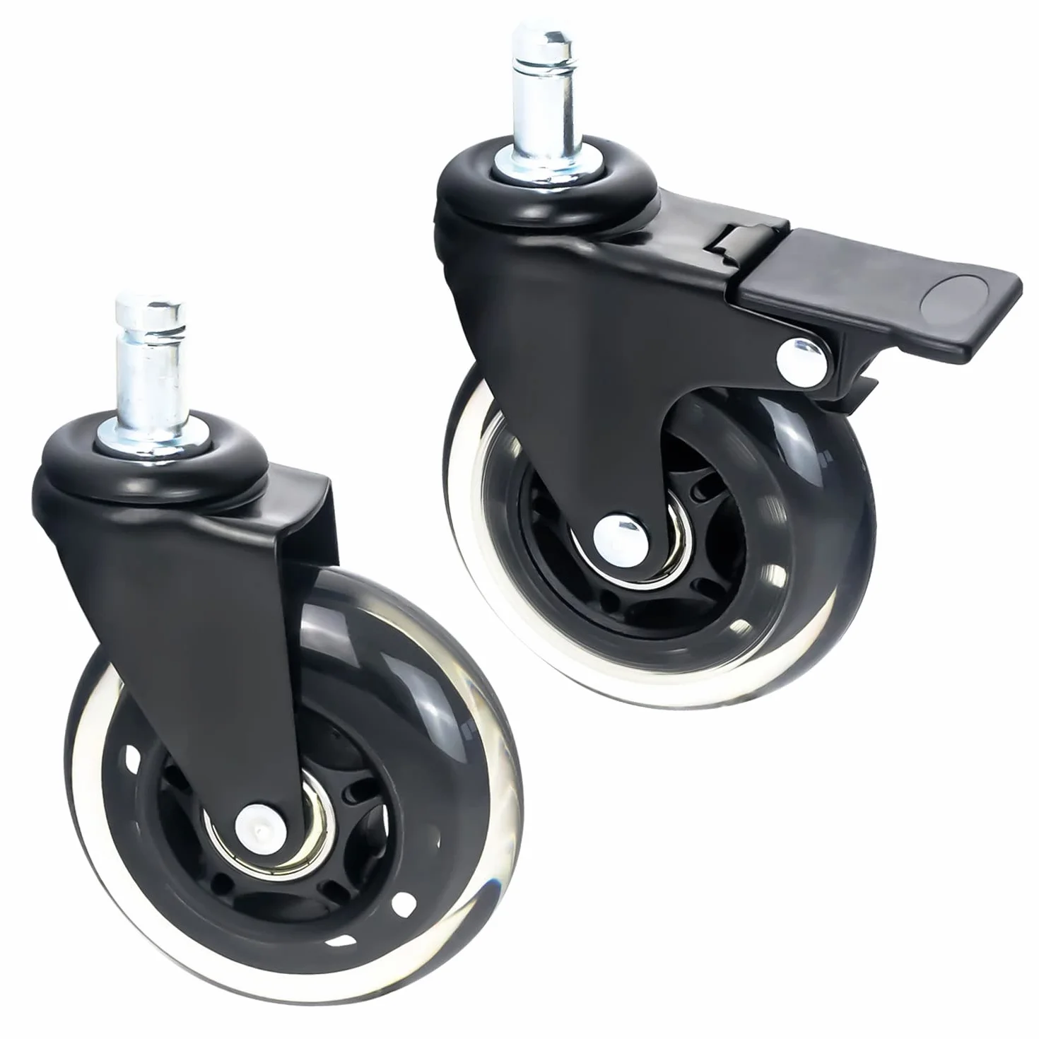HMF 6810 kółka do twardych podłóg biurowych z funkcją hamowania, 5 sztuk, 11 mm, czarne