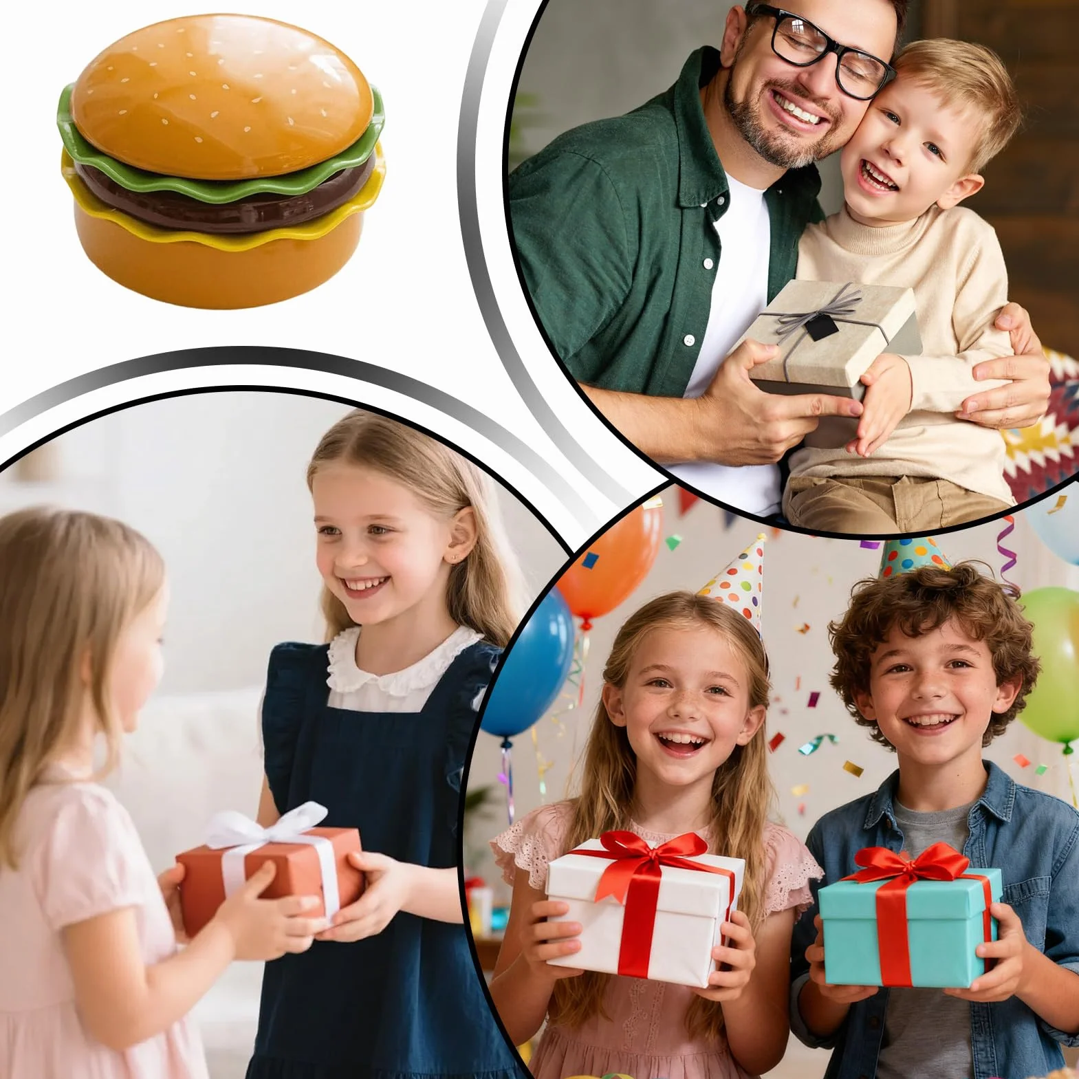 Talerze do burgerów Zabawne i bezpieczne w mikrofalówce | Zestaw talerzy warstwowych Do domu, kuchni, mieszkania, na kemping, piknik, przyjęcie, urodziny, przekąski, sushi, posiłek