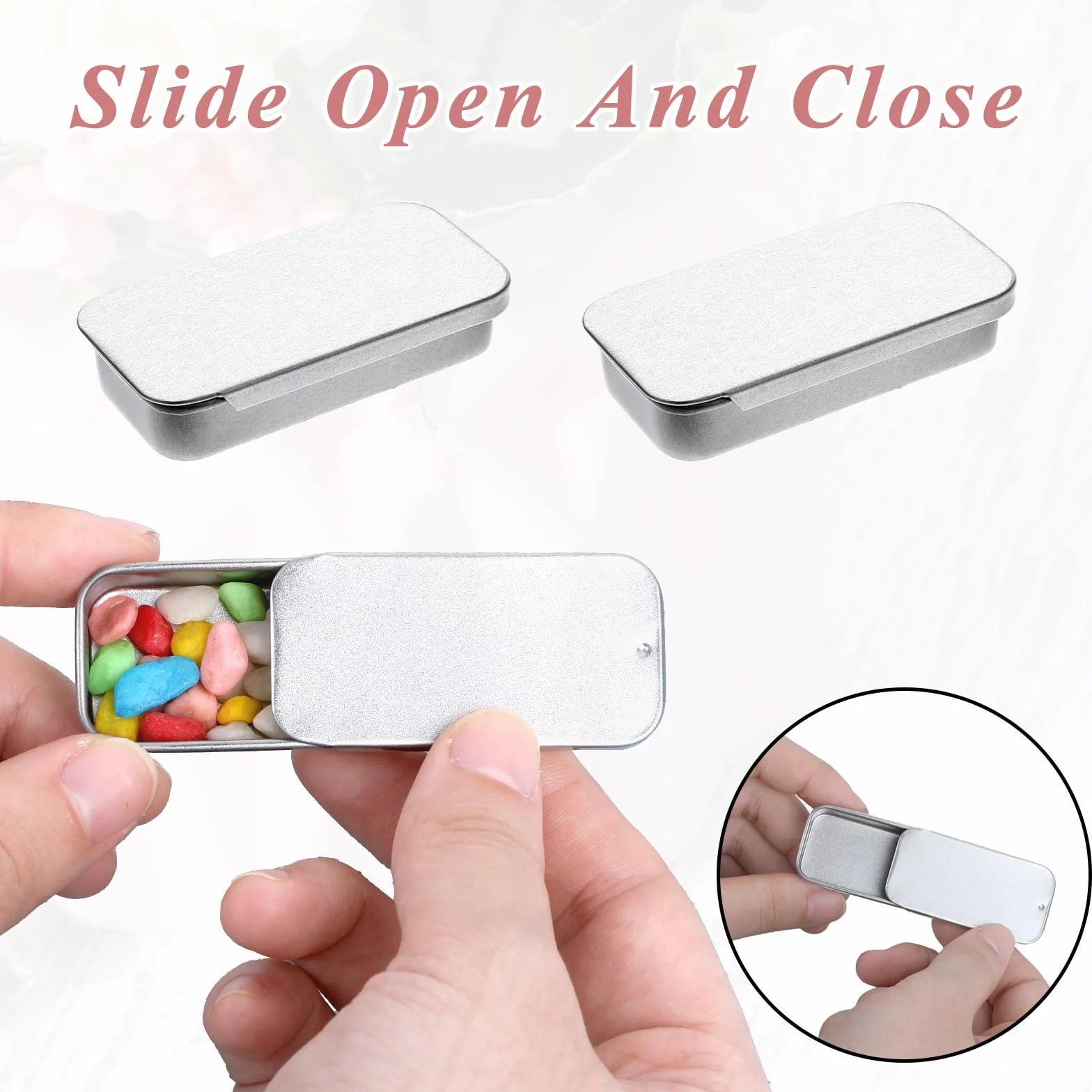Prasacco - 6 sztuk małych metalowych puszek z przesuwaną pokrywką, stylowe, minimalistyczne, małe puszki, małe pudełko, na małe przedmioty, słodycze, biżuterię, tabletki (5 x 2,5 x 1 cm)
