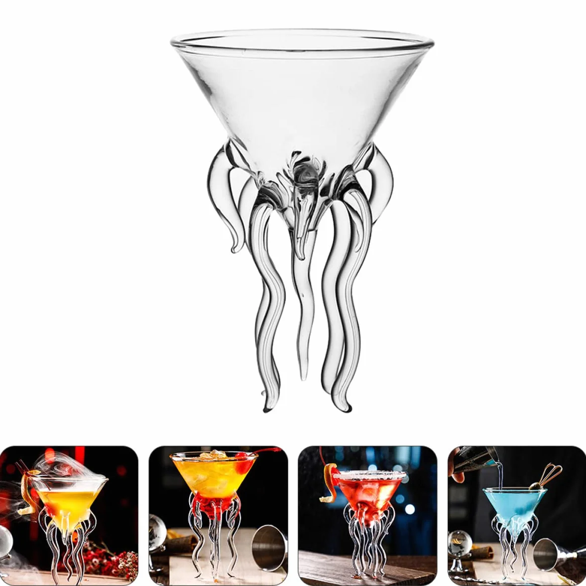Zestaw 2 kreatywnych kieliszków koktajlowych – przezroczyste szkło kryształowe do Martini, brandy, likieru – jedyne w swoim rodzaju kieliszki do wody i wina na imprezy i do domu