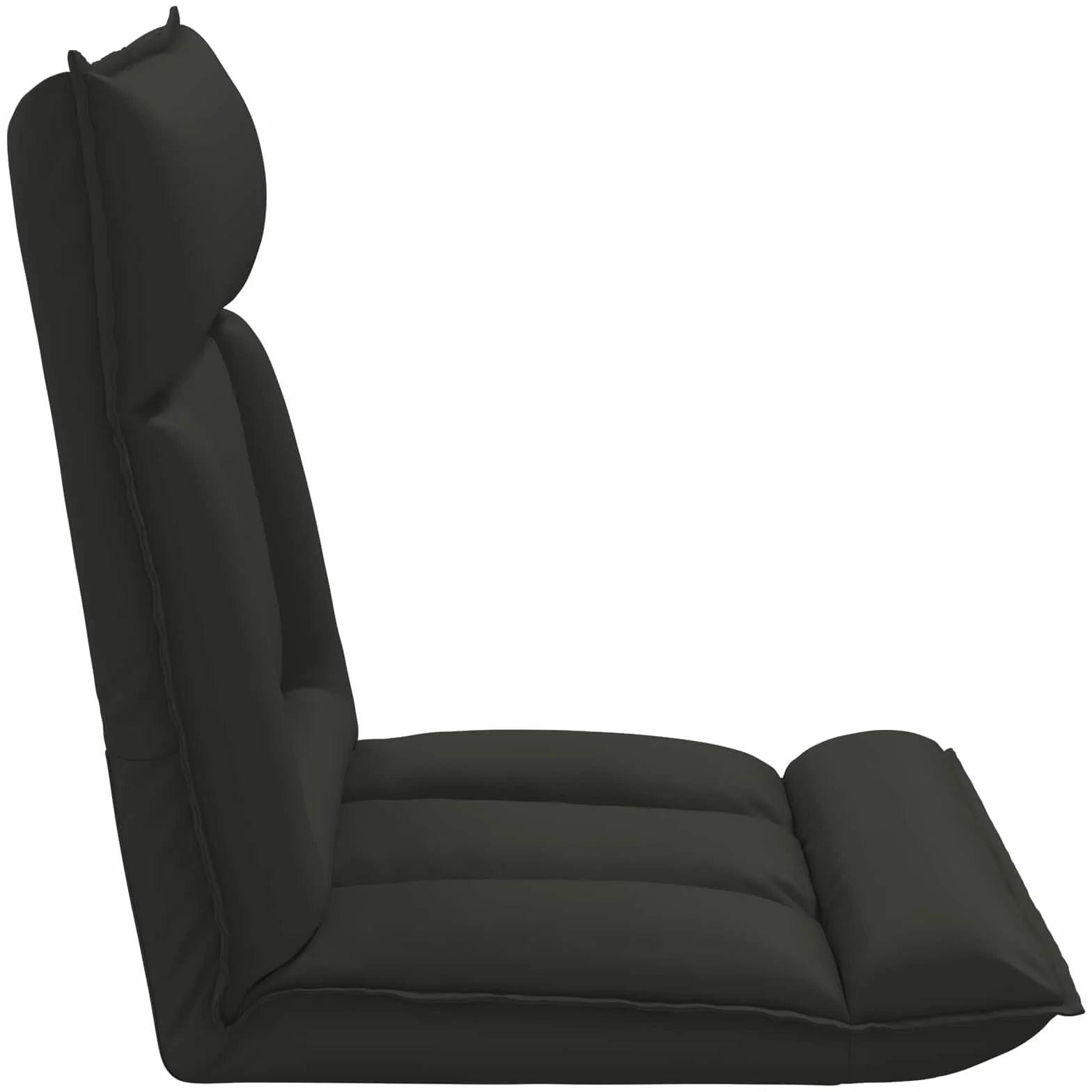 Krzesło podłogowe, czarne, sztuczna skóra, 55 x 61 x 70 cm, regulowane z wyściełanym oparciem, składane, ergonomiczne, do salonu, biura, jogi, czytania, gier