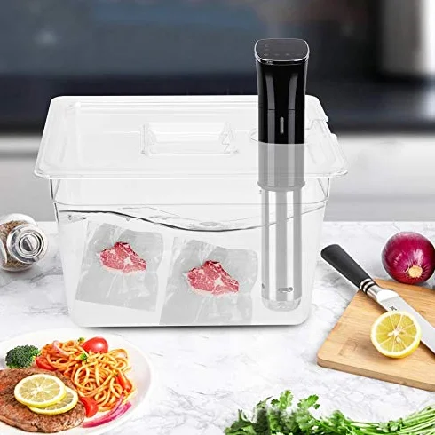 Pojemnik Sous Vide Składany na Zawiasach 11 L z pokrywką do Kuchenki Precyzyjnej, Skalibrowane Znaczniki Ułatwiające kontrolę, Trwały materiał PC do Szybkiego Nagrzewania,