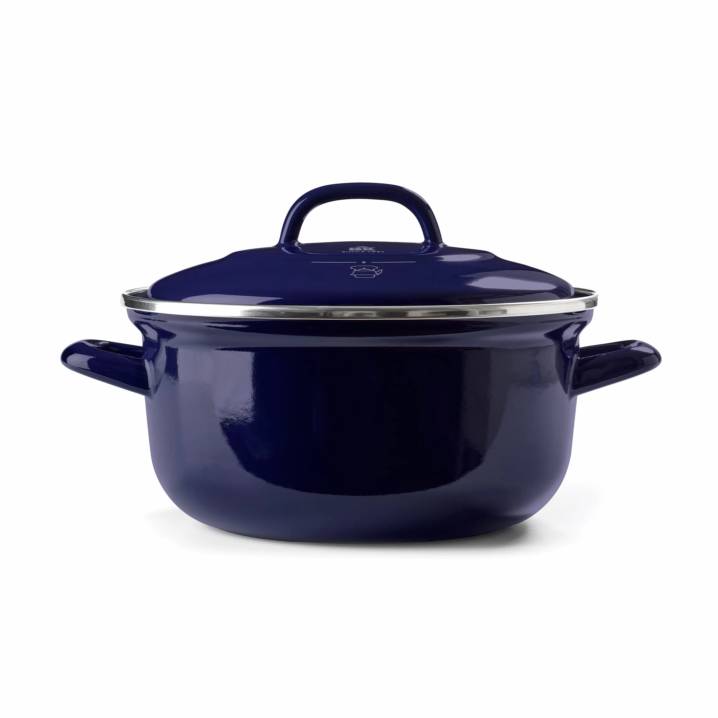 BK Cookware, Indigo Okrągła Emaliowana Brytfanna z Pokrywką - 22 cm/3.3l, Niebieski