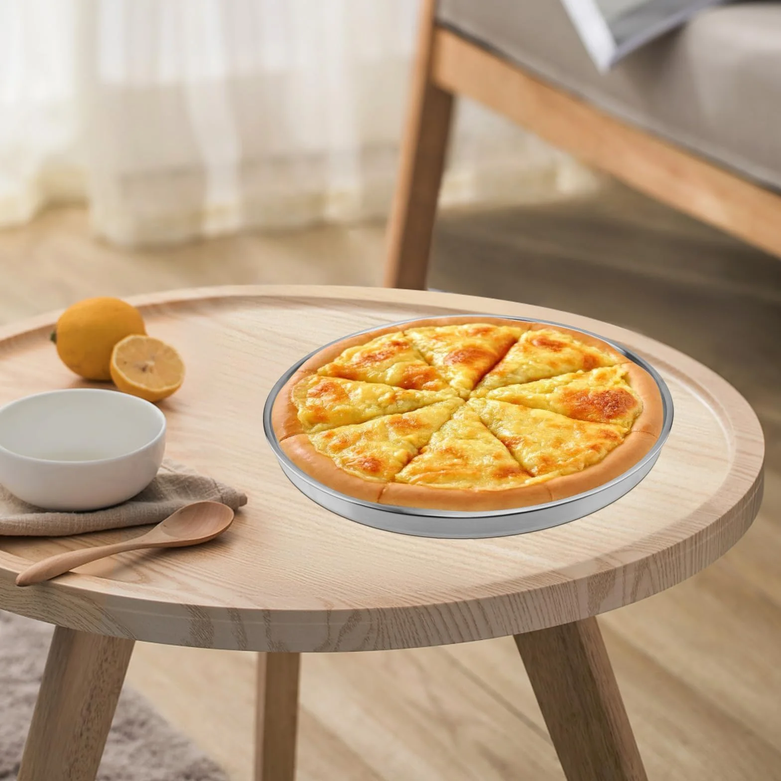 Okr?g?a forma do pizzy, 30 cm, stal nierdzewna, blacha do pizzy, okr?g?a taca, patelnia do gotowania, na kemping, imprezy, piknik, spotkania rodzinne, 2 sztuki