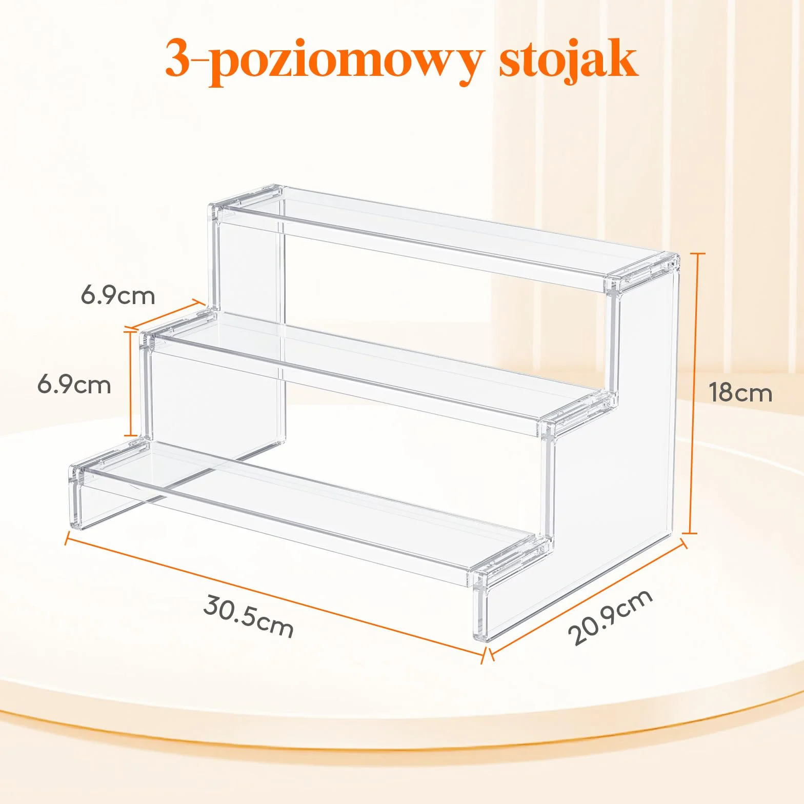 Lifewit 3 Tier Clear Display Risers Stand, 30.5 cm Plastikowe Risers do Wyświetlania, Plastikowe Organizatory do Figurek/Cupcake/Perfumy, Stojak Wyświetlania Biurkowego Dekoracji, 2 Opakowanie