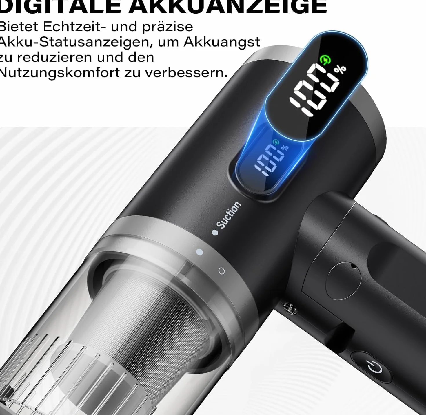 APPS2Car Odkurzacz ręczny bezprzewodowy 15000 Pa składany mini odkurzacz samochodowy z filtrami HEPA