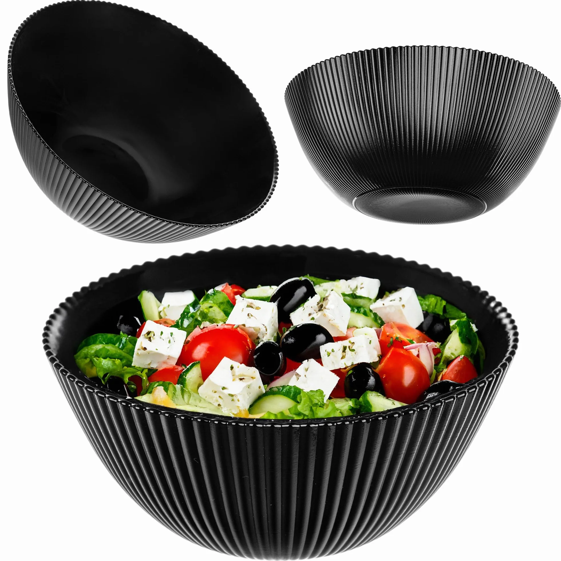 KADAX Miska do sałaty 20 cm, 1 sztuka, czarna miska ze szkła opalowego, idealna jako miseczki na musli, miski na zupy, salaterki, miseczki deserowe lub miski do serwowania (czarne)