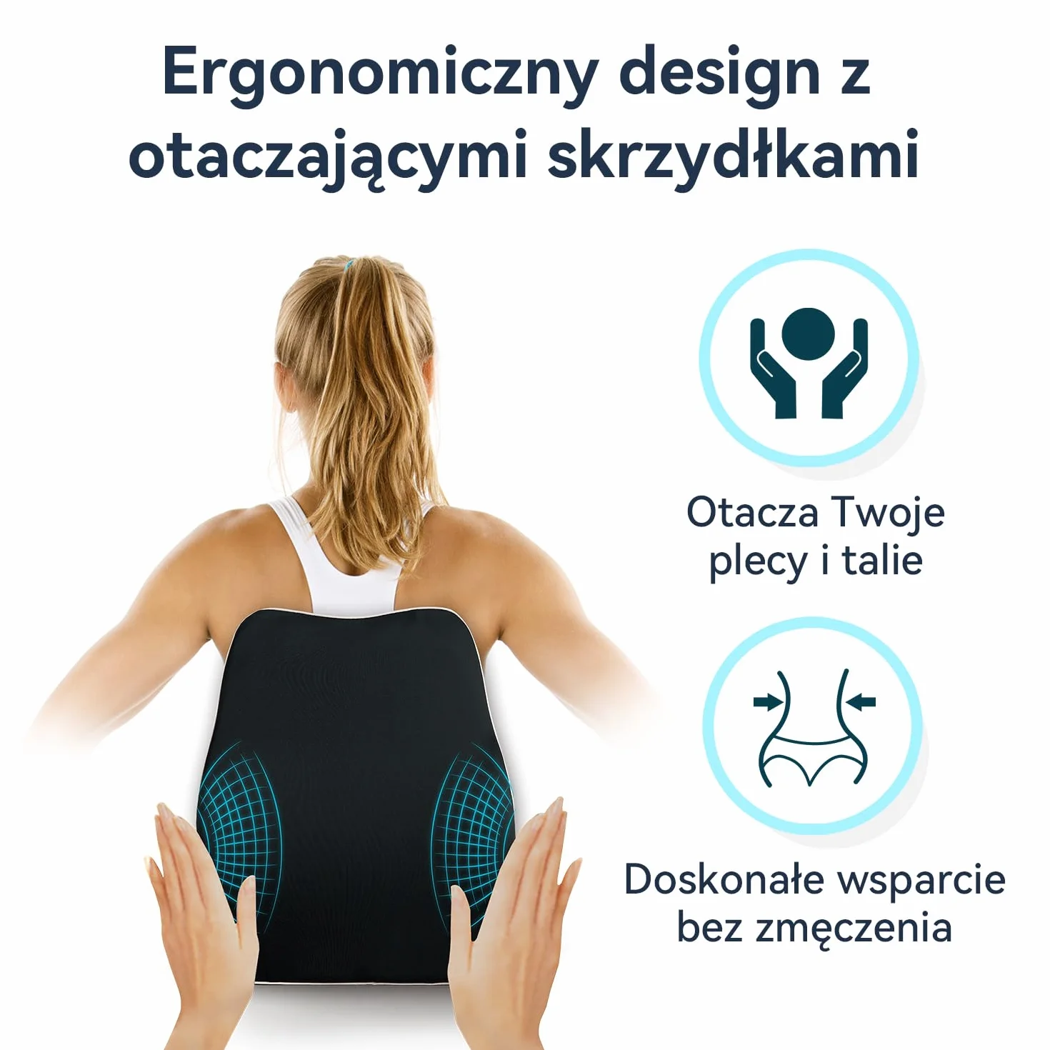 Travel Ease Zestaw Poduszki do Siedzenia i Poduszki Lędźwiowej z Pianka Pamięciowa, Ergonomiczny Komfort do Krzesła Biurowego, Samochodu, Domu i Podróży, Wsparcie dla Pleców i Pośladków, Czarny