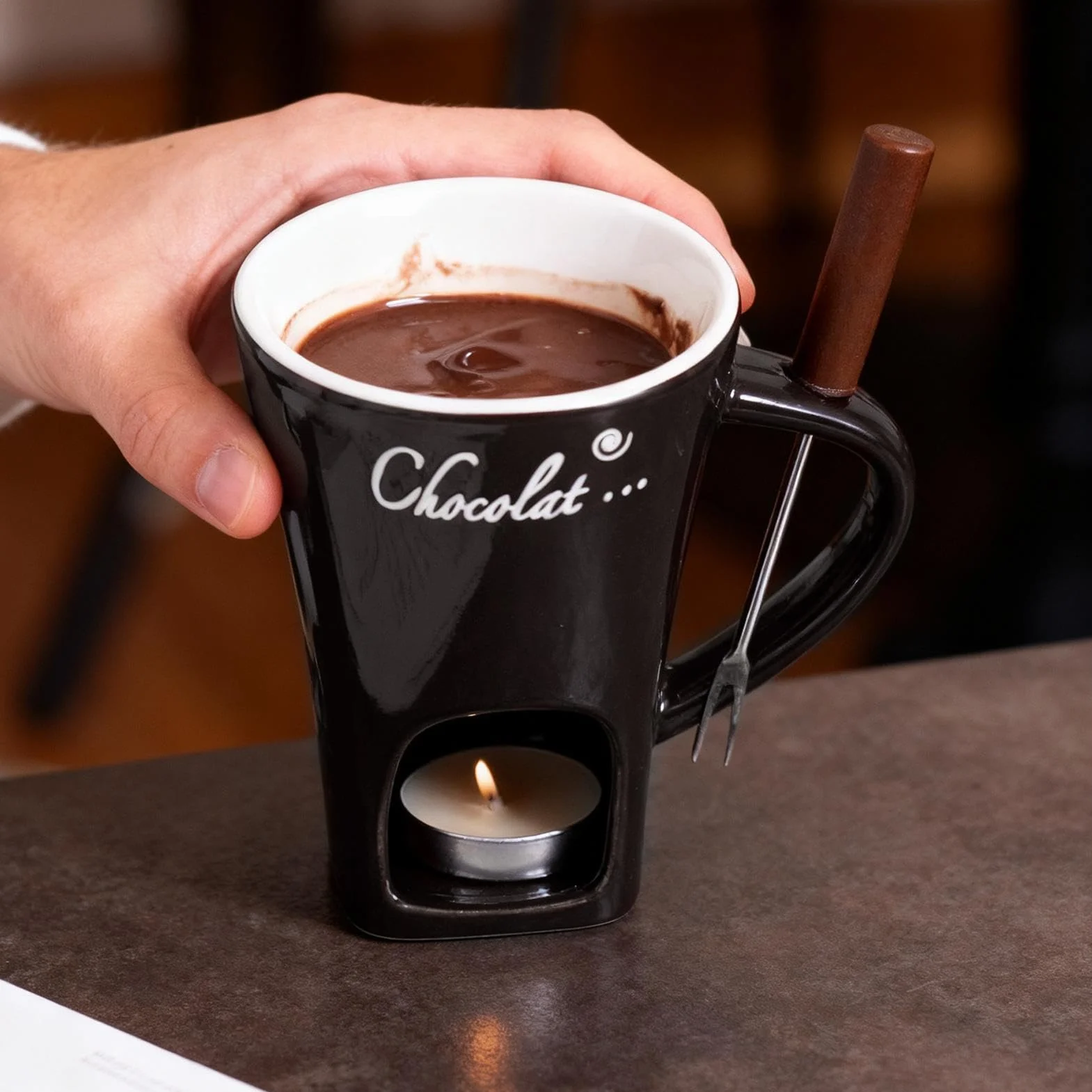 Kubek Do Fondue,Ceramiczny Garnuszek Do Roztapiania Czekolady,Przenośny Zestaw Kubka Hot Pot | Owoców Morza Obiad Deser Sos Ser Cukierek Ser Urodziny Randka Noc Pikniki Impreza Rodzina