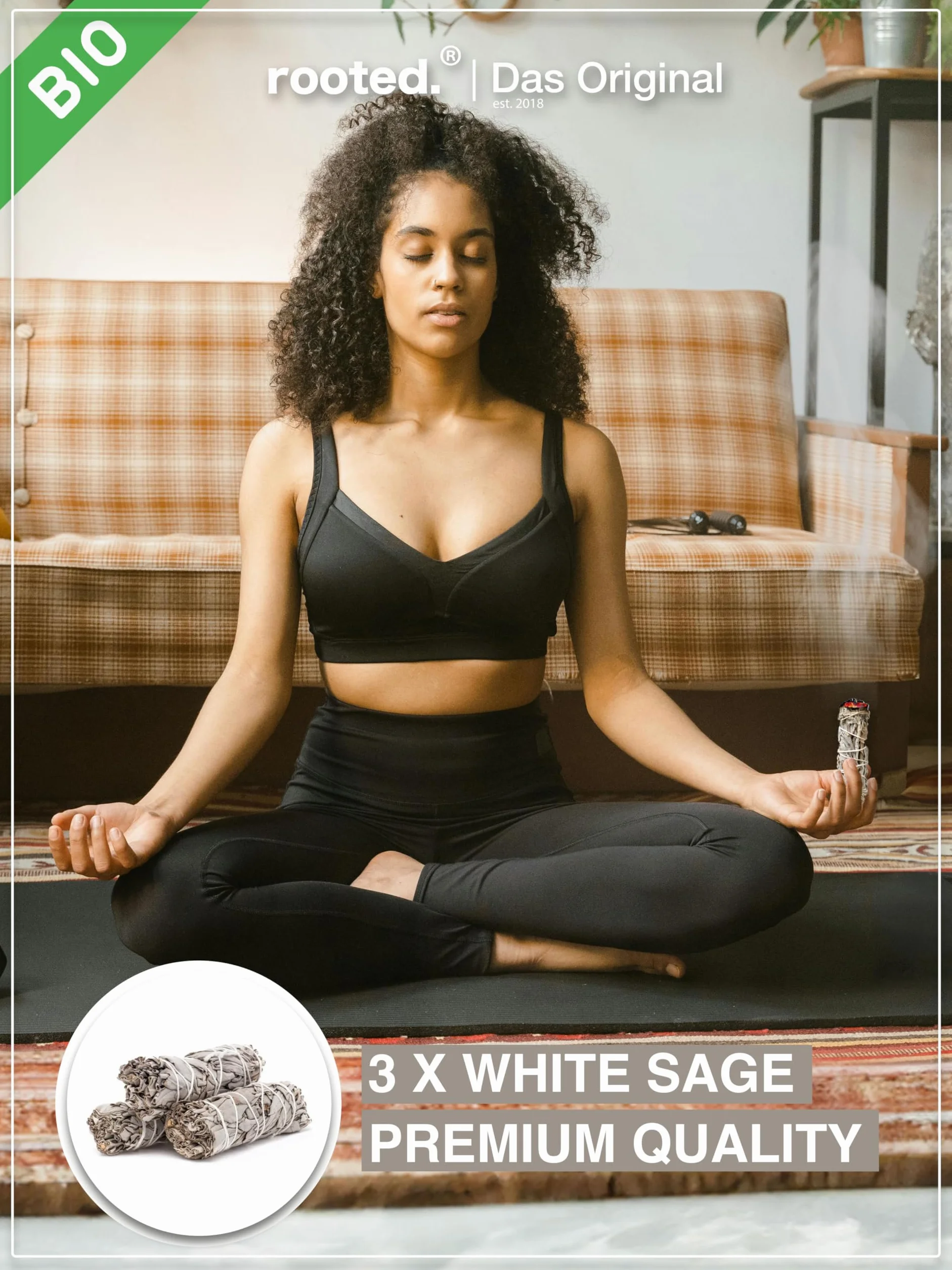 rooted.® | Oryginał | Biała szałwia | 3 pęczki kalifornijskiej szałwii | Premium Smudge Sticks | Indiańska szałwia do okadzania | 100% kontrolowane i zrównoważone zbiory