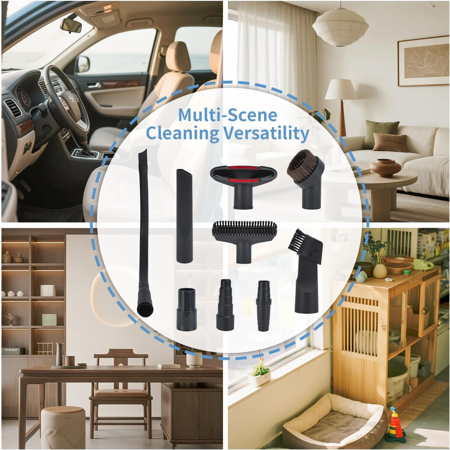 RETON 9-pak uniwersalnych końcówek próżniowych, zestaw adapterów do czyszczenia gospodarstwa domowego z akcesoriami do odkurzacza sklepowego, adaptery narzędzi szczelinowych, szczotki do suszarki