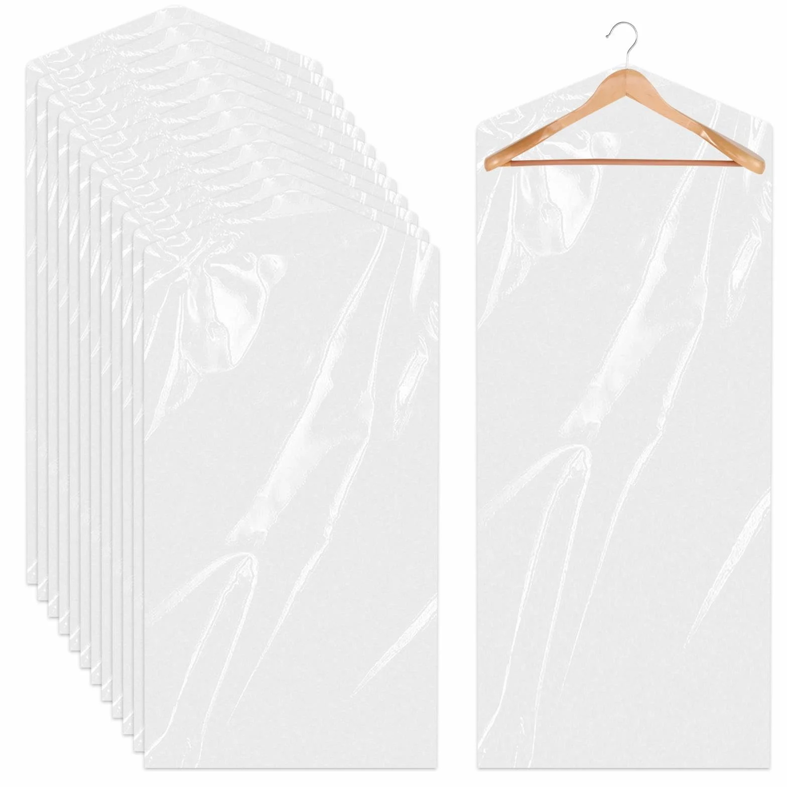 Torby na ubrania wiszące pyłoszczelne plastikowe 60 x 150 cm 12 sztuk
