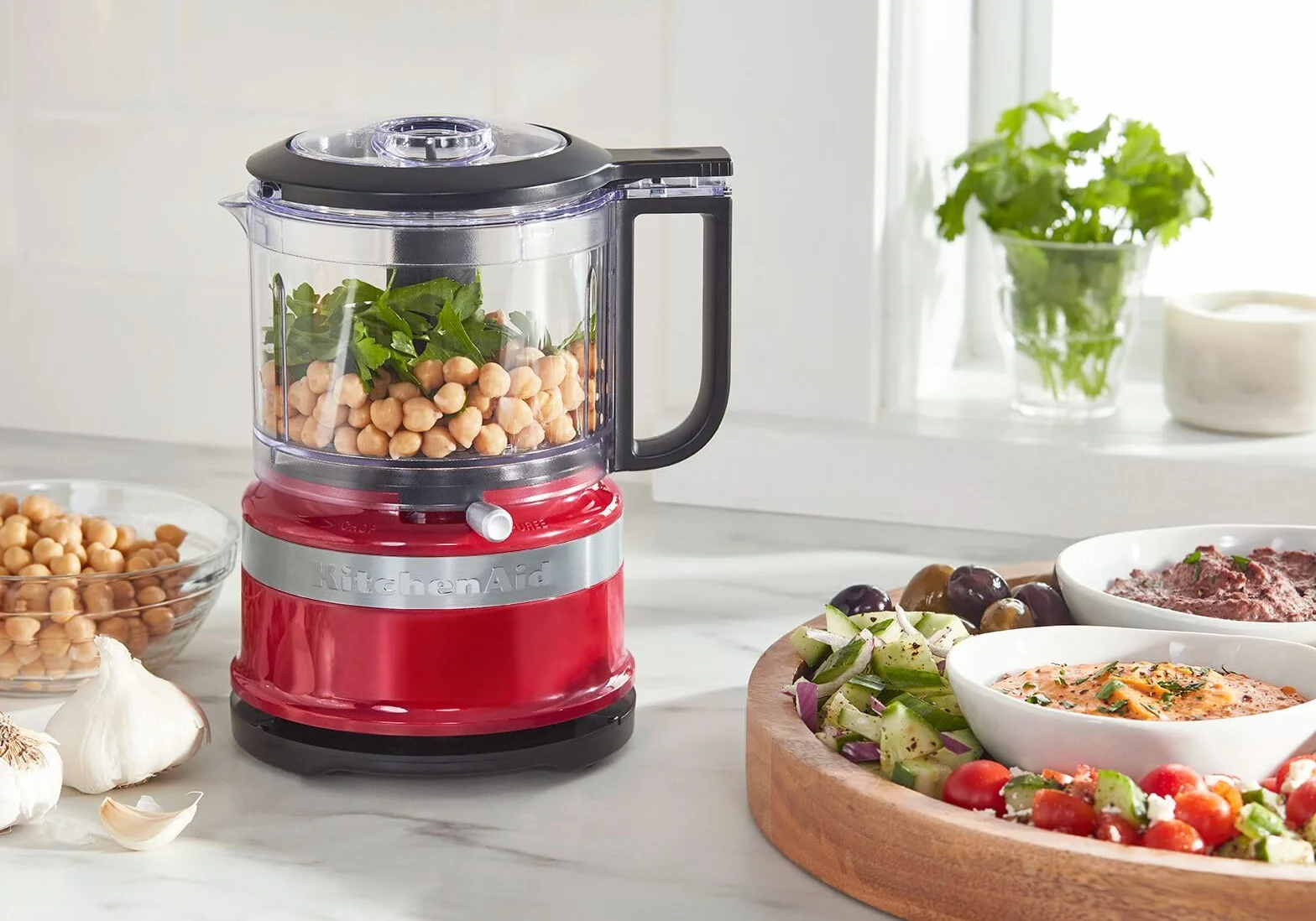 KitchenAid 5KFC35616 EER, Mini robot kuchenny, doskonały do ​​siekania, przygotowywania dressingów i sosów, Empire Red, 830ml