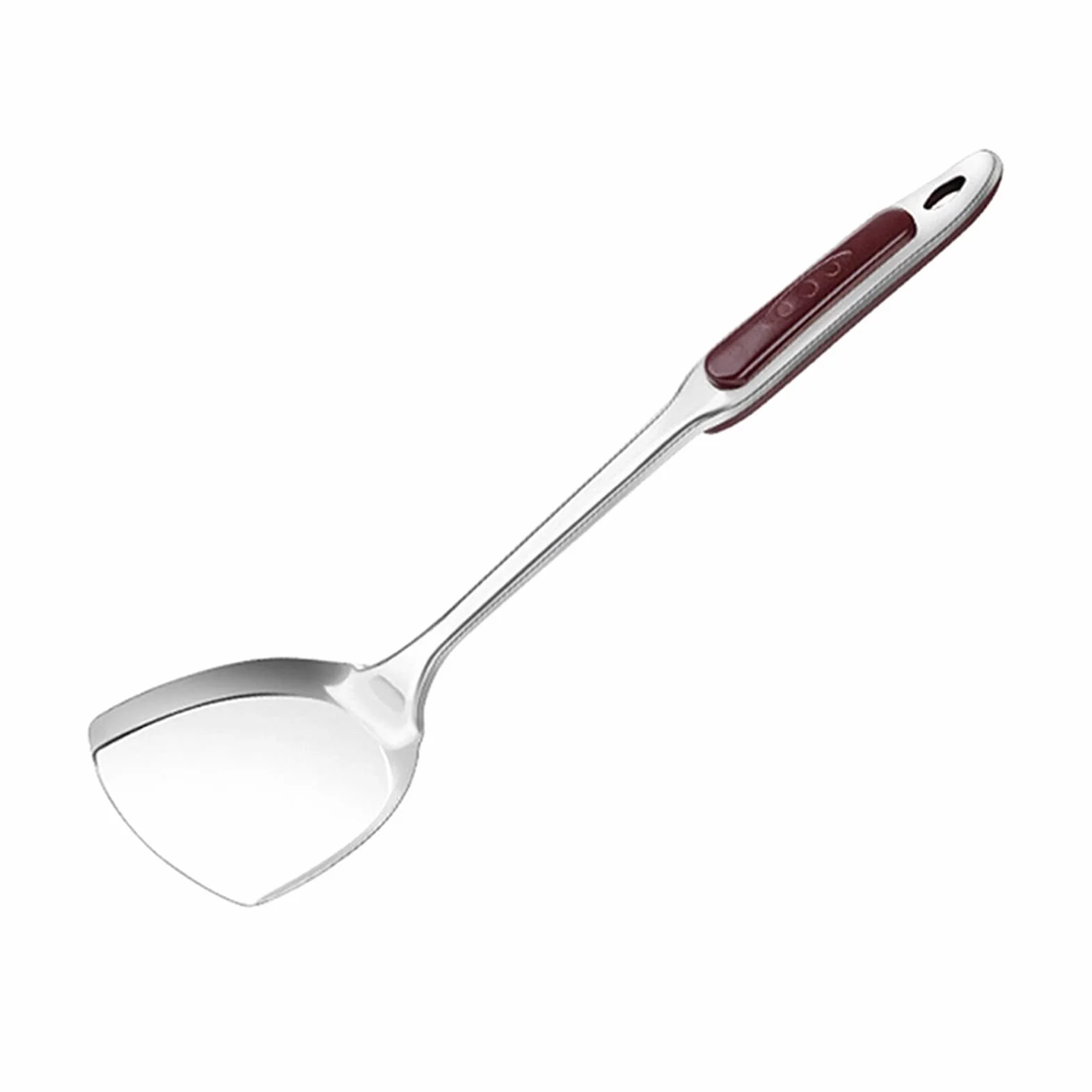 Szpatułka do woka, pogrubiona szpatułka do woka ze stali nierdzewnej z ergonomicznym, łatwym do trzymania uchwytem – do patelni nieprzywierającej, akcesoriów kuchennych, szpatułki do