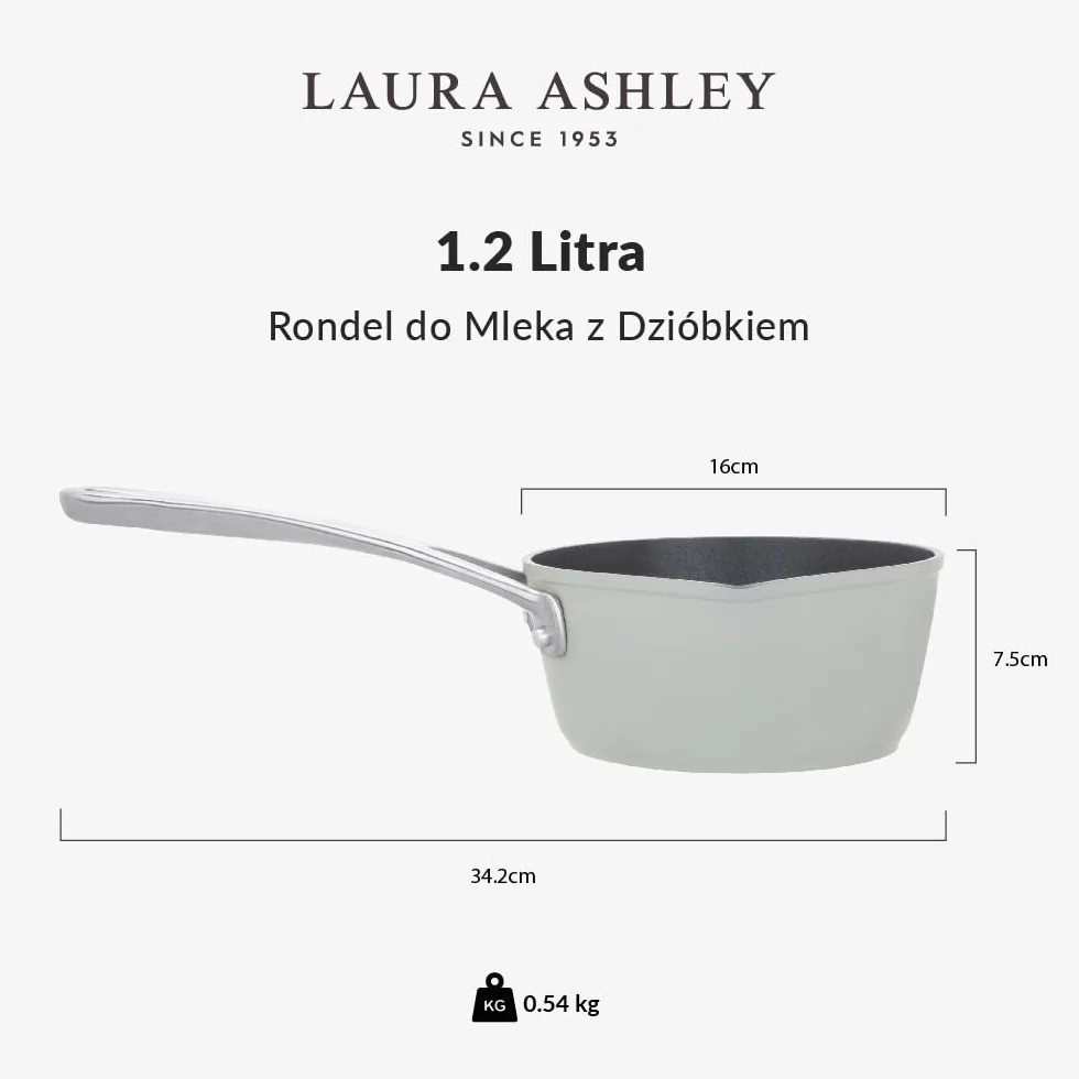 Laura Ashley 16cm Garnek do Mleka z Dziobkiem – 1,2 Litra Aluminiowy Mała Patelnia do Mleka, Bez PFOA/PFAS, Kompatybilny ze Wszystkimi Kuchenkami, Odporny na Pieczenie w Piekarniku i Mycie w Zmywarce