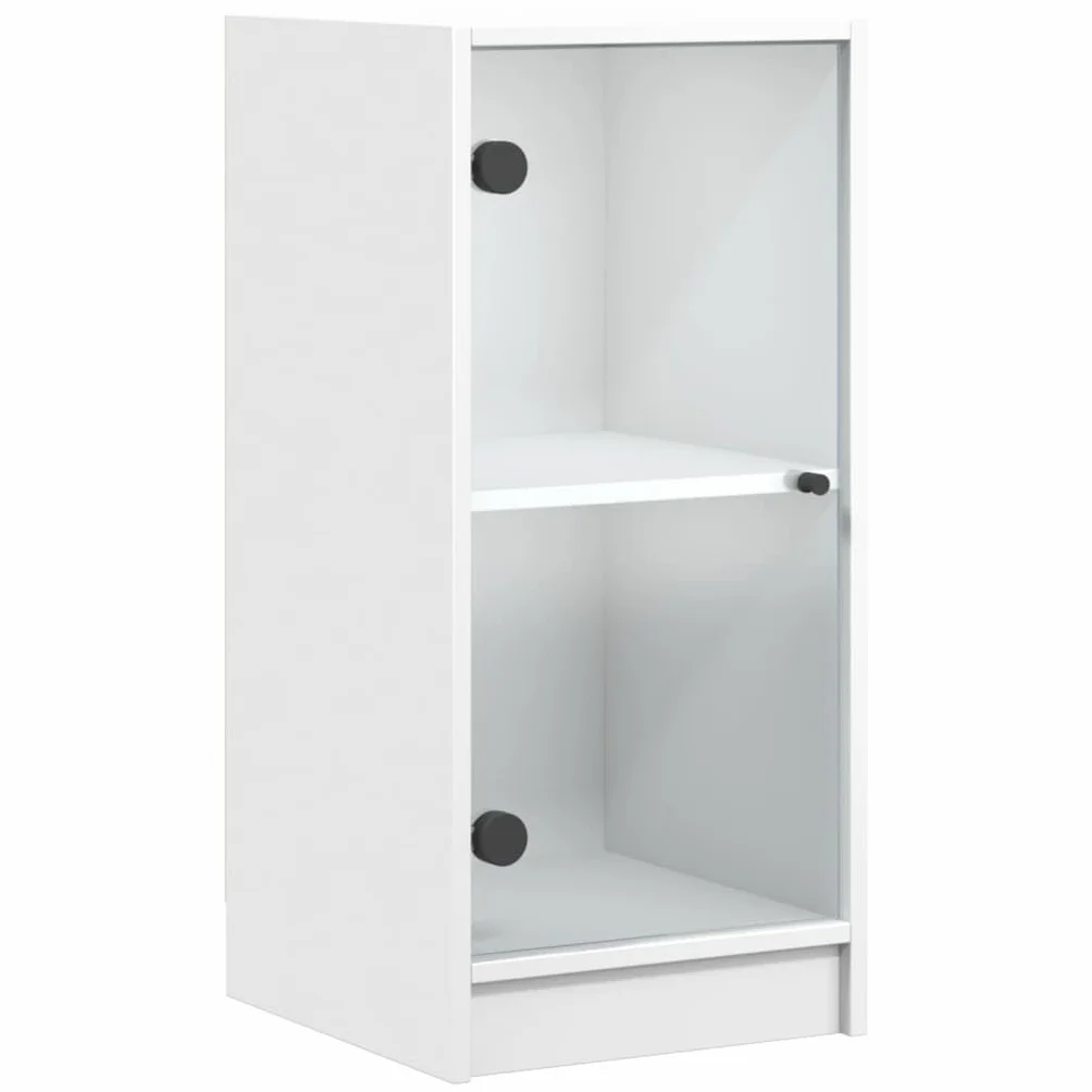 vidaXL Szafka ze szklanymi drzwiami, biała, 35x37x75,5 cm, szafka do przedpokoju, szafka do pokoju, szafka do kuchni, szafka do salonu