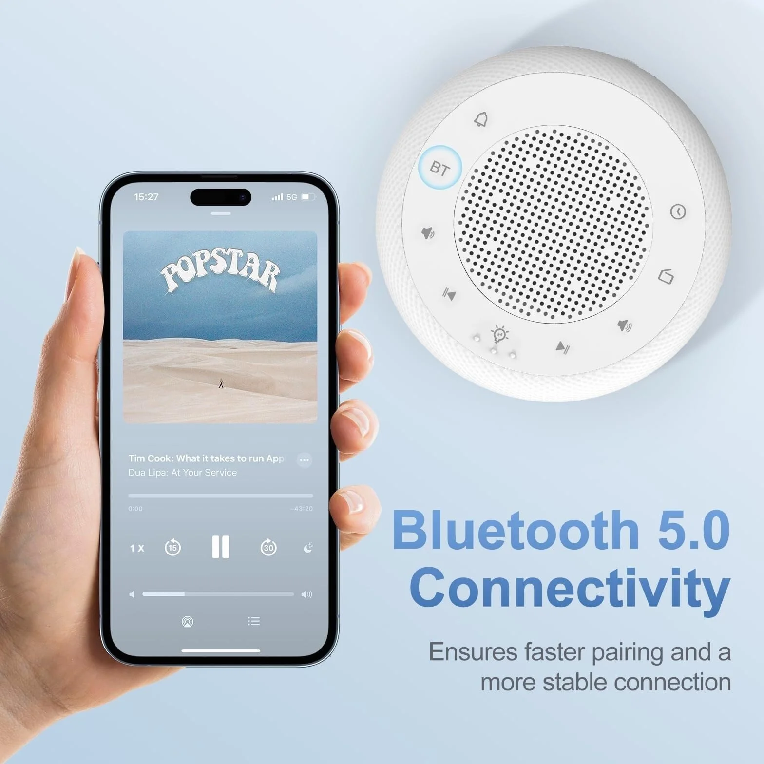 XJBTBA Bluetooth Gload Alarm z radiem, przezroczystą jakość dźwięku, przyciemnione wyświetlacz, odpowiedni sypialni budziki odpowiednie do kuchni, salonu lub biura (biały)
