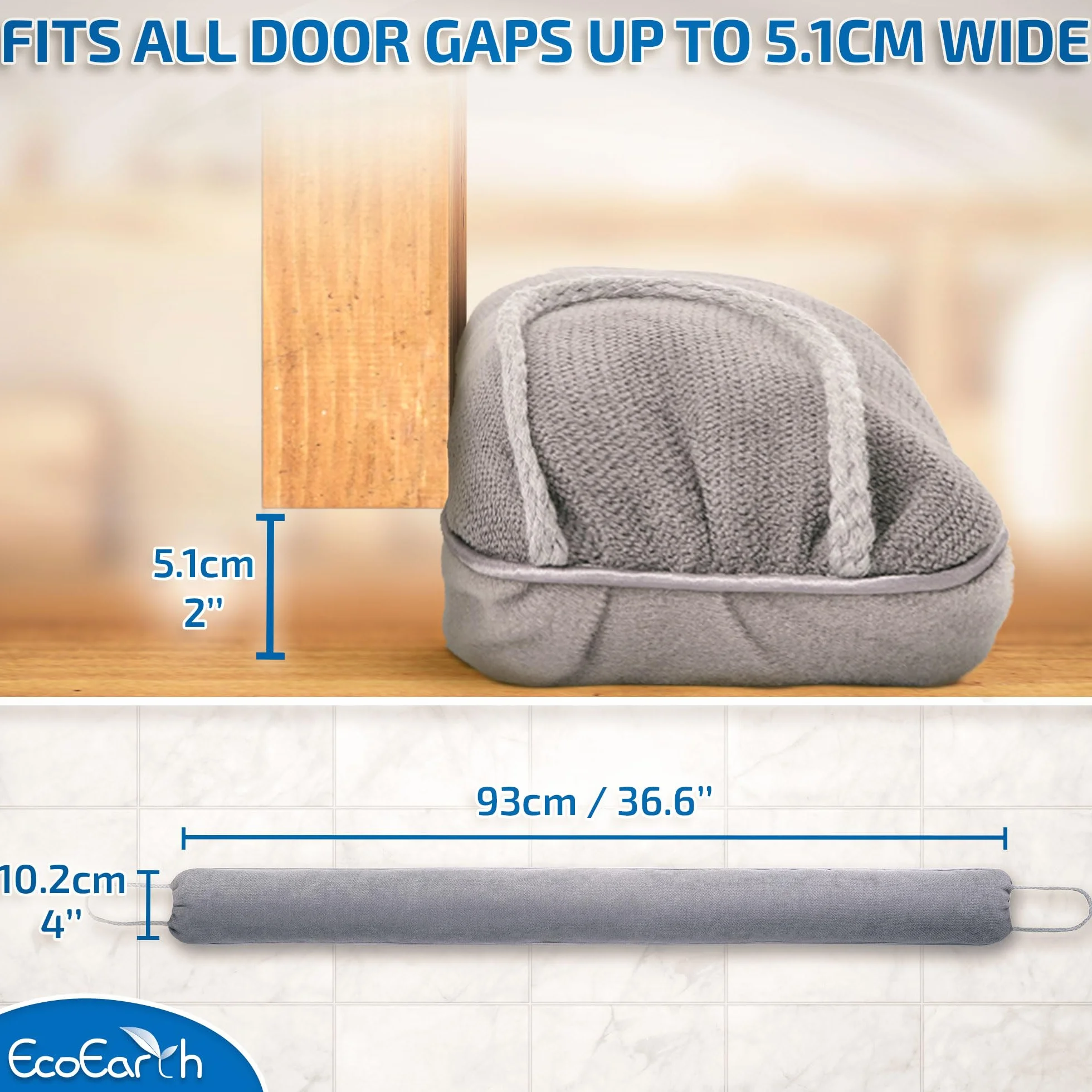 EcoEarth - Door Draft Stopper - 36.6" / 0.9m - Weighted Under Door Seal for Bug Protection - Premium Door Gap Filler