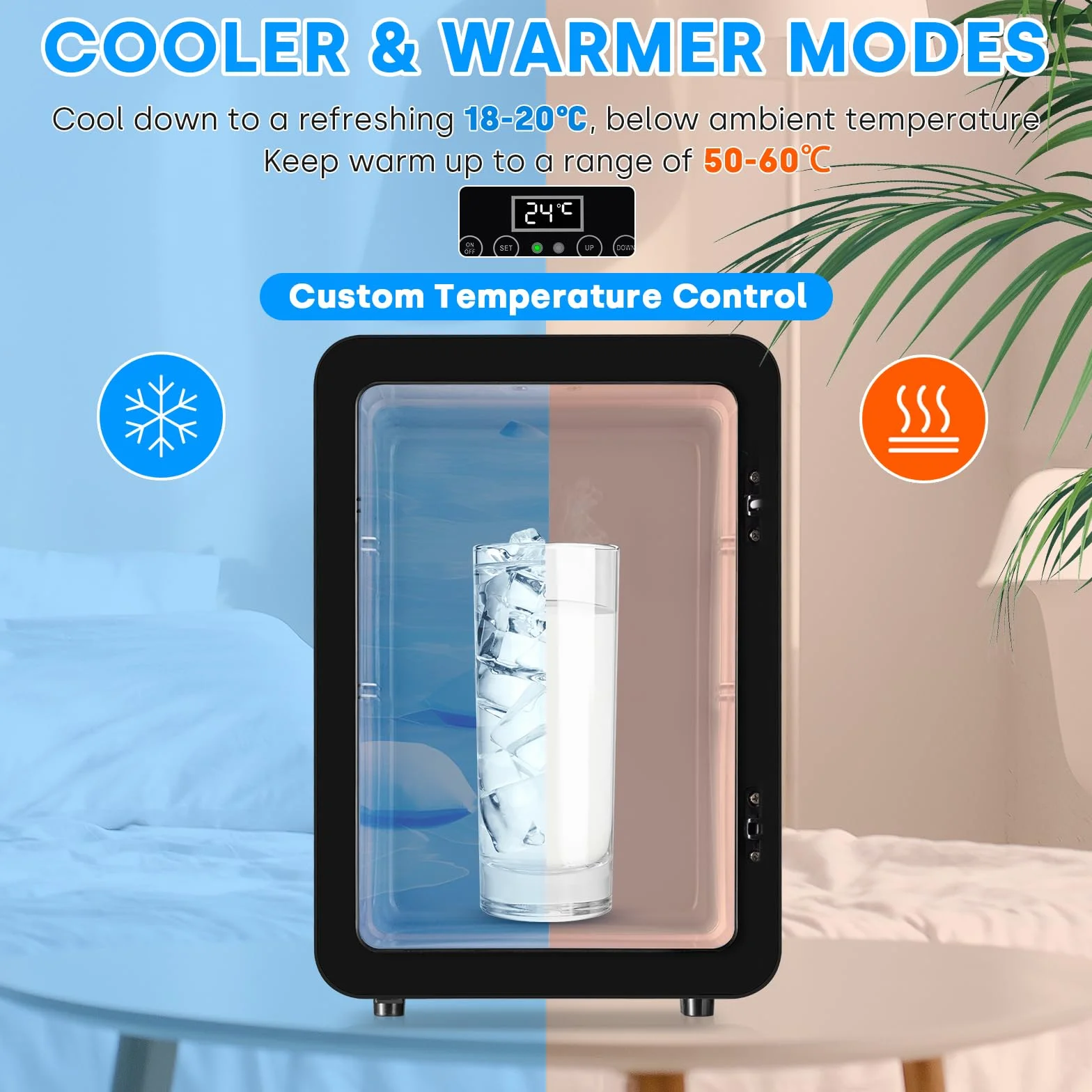 Enventor Minilodówka 10 litrów, mała lodówka z wyświetlaczem temperatury LCD, funkcją chłodzenia/ogrzewania, mała lodówka do pielęgnacji skóry, 12V/220V, do pokoju, samochodu, biura, podróży (czarna)